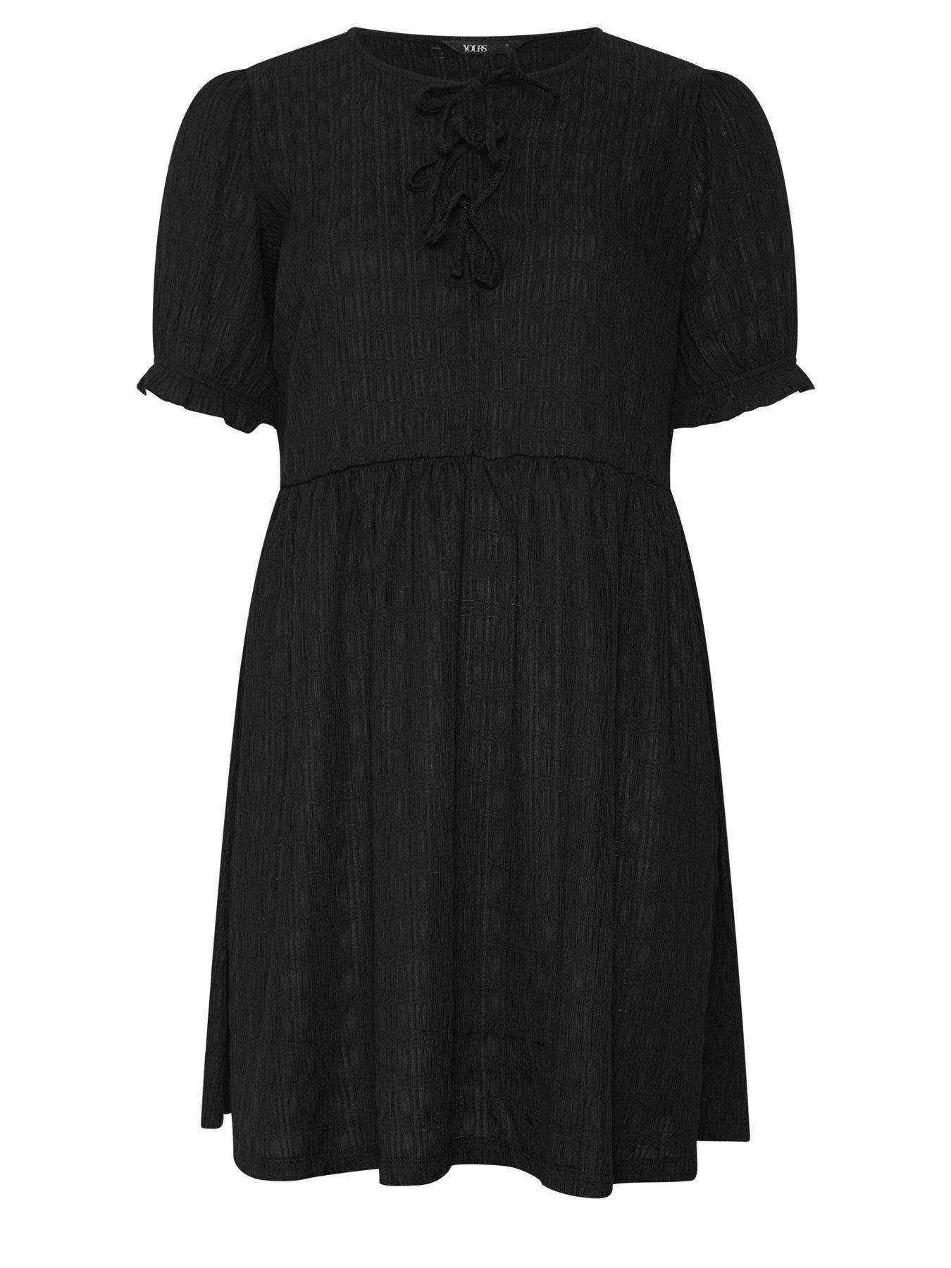 Image 5 of 5 of Yours Curve Bow Front Mini Dress - Black
