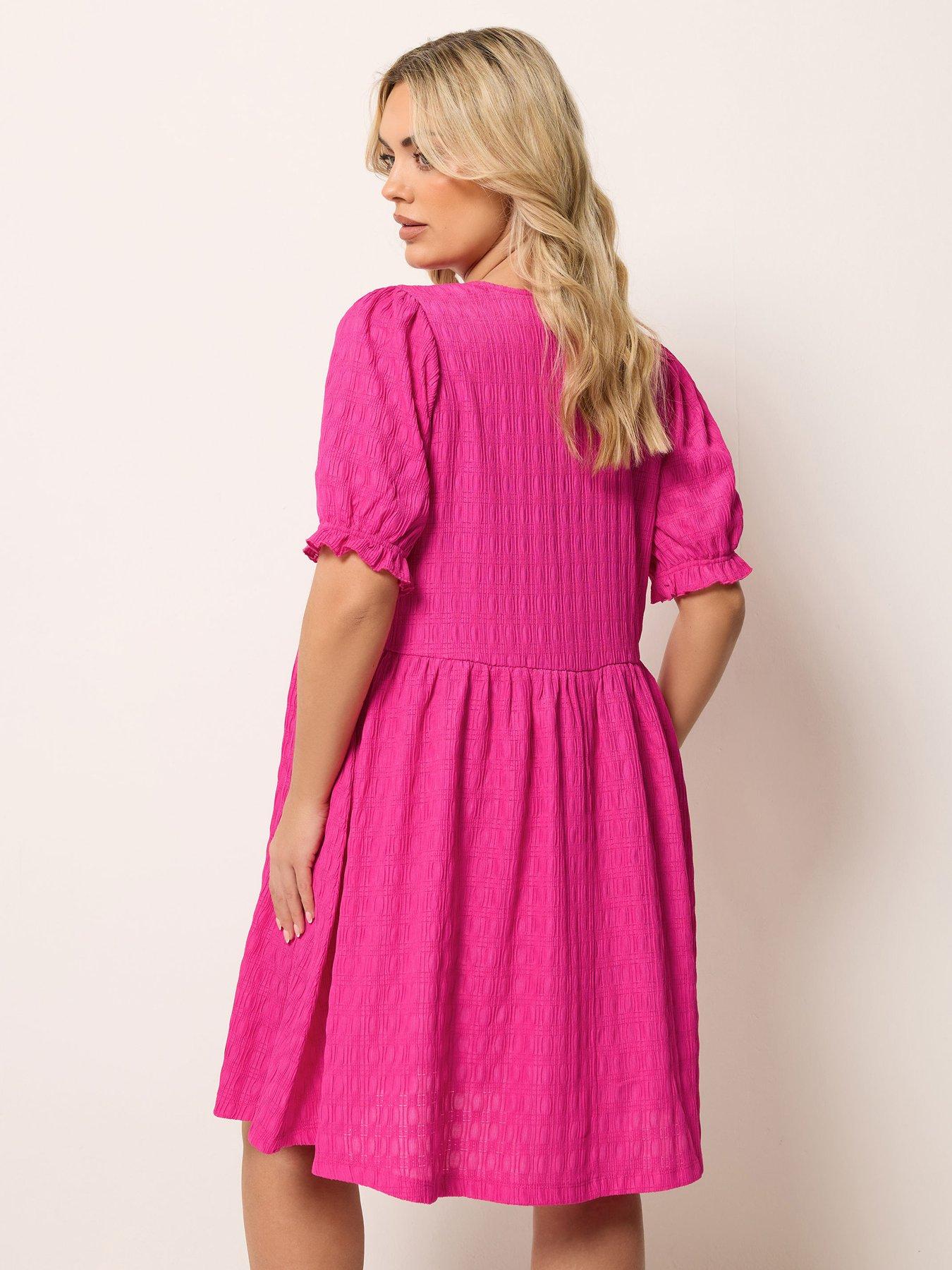 Image 2 of 5 of Yours Curve Bow Front Mini Dress - Pink