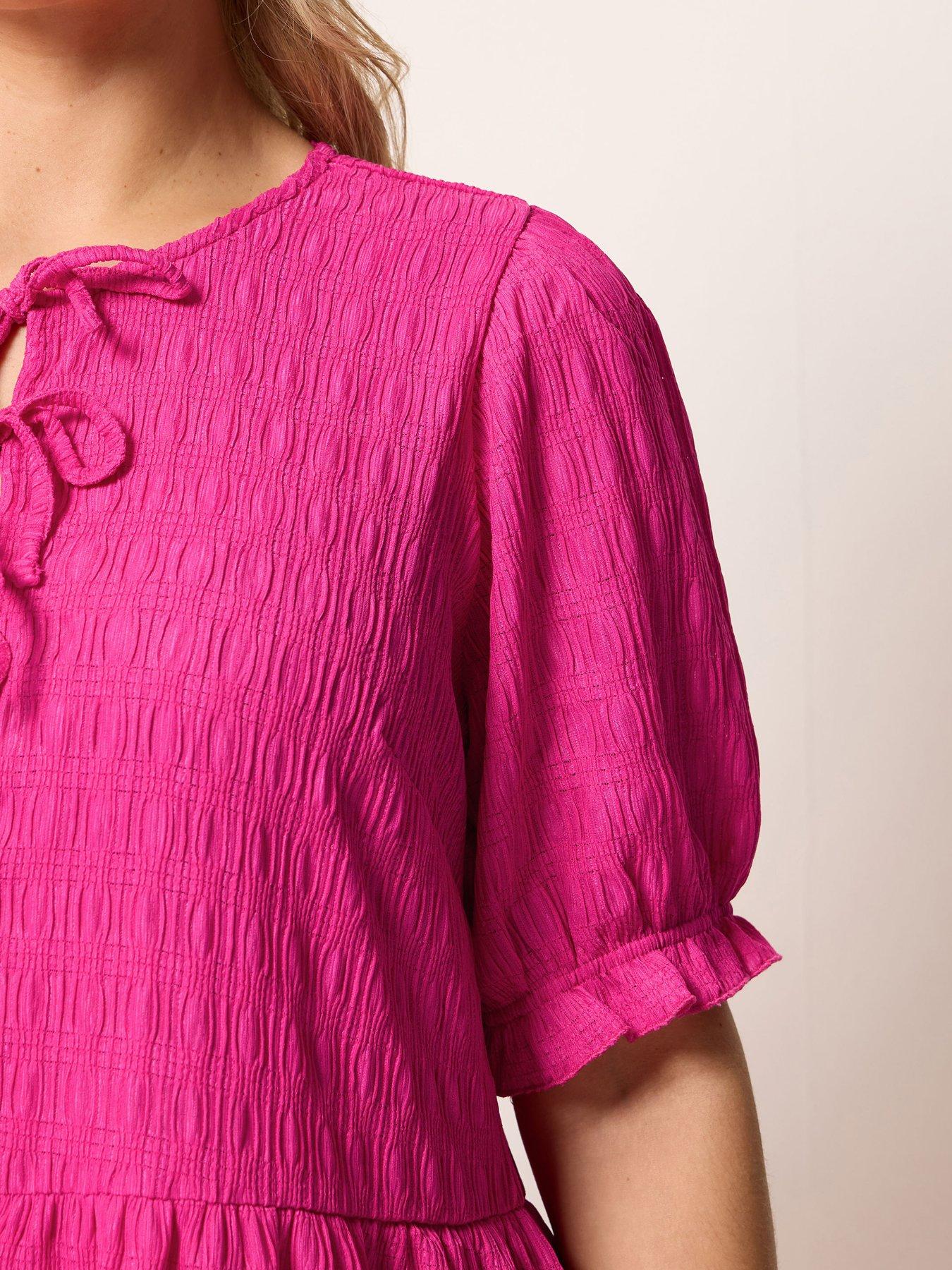 Image 4 of 5 of Yours Curve Bow Front Mini Dress - Pink