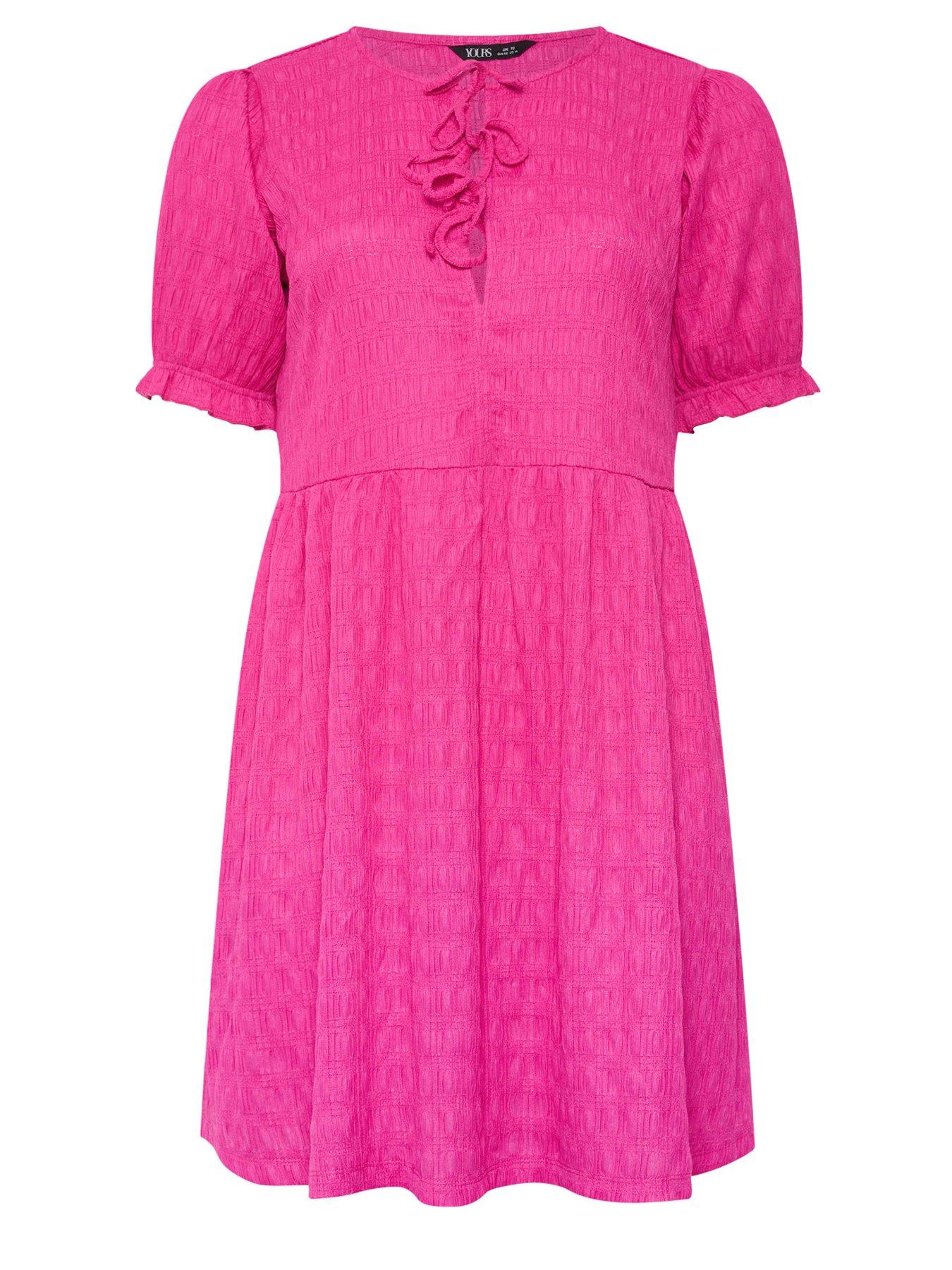 Image 5 of 5 of Yours Curve Bow Front Mini Dress - Pink
