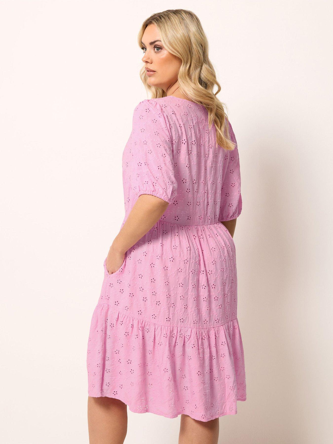 Image 2 of 5 of Yours Curve Broderie Tie Dress