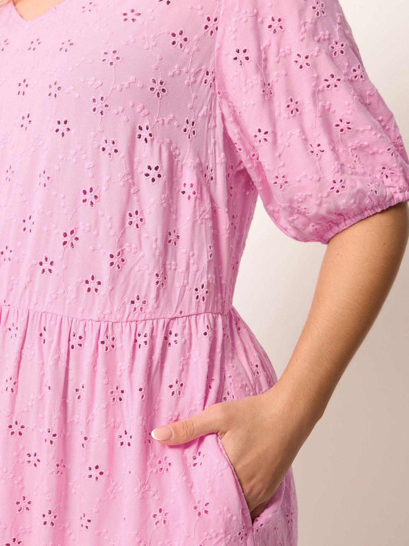 Image 4 of 5 of Yours Curve Broderie Tie Dress