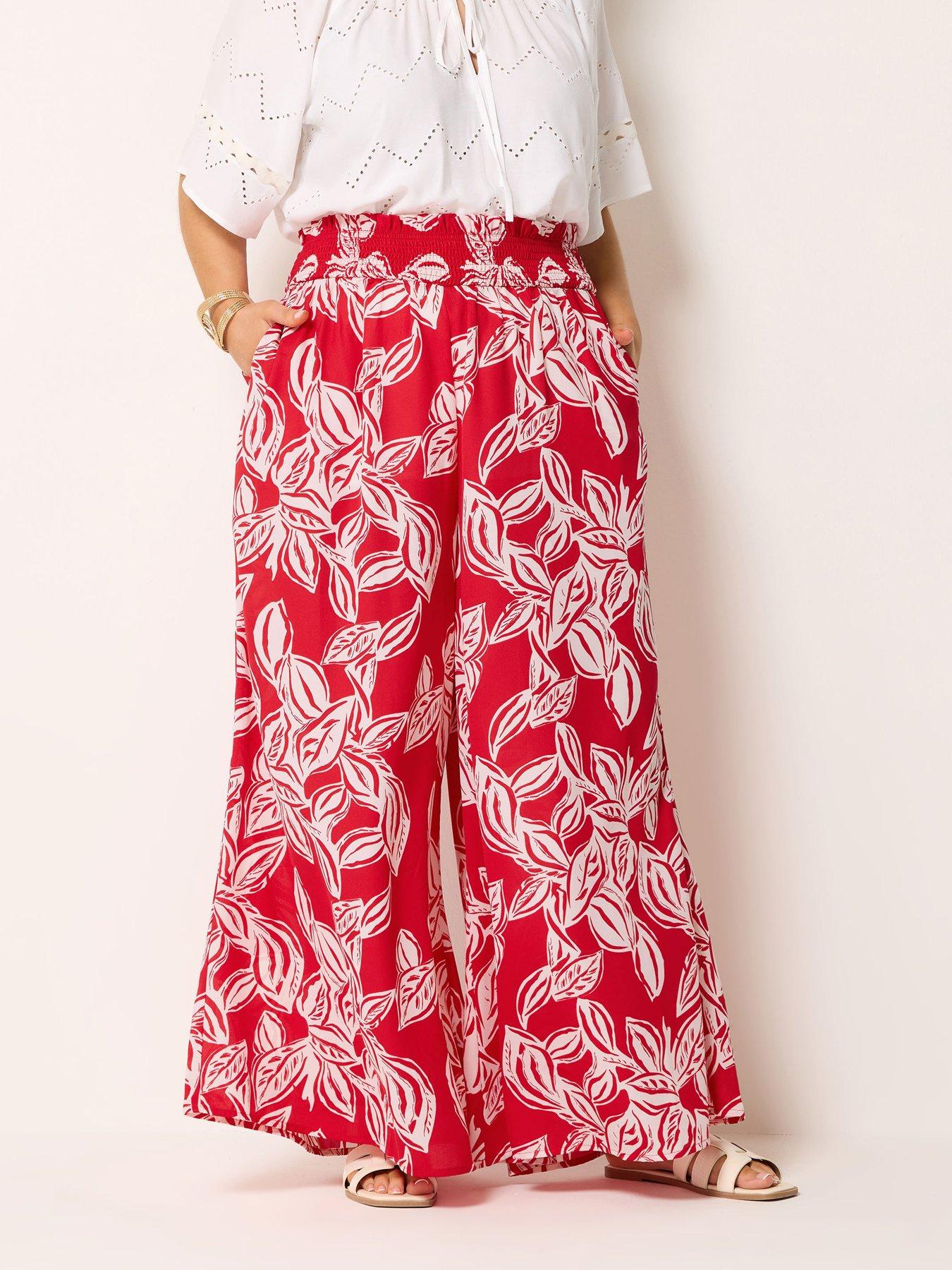 Yours Curve Shirred Wide Leg Trousers 28"