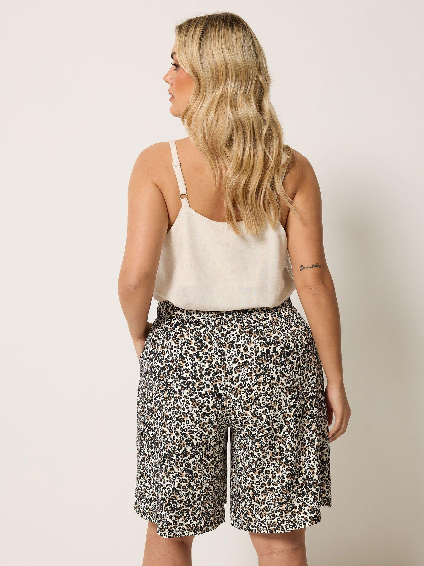 yours-curve-pull-on-jersey-leopard-print-shorts-brownstillFront