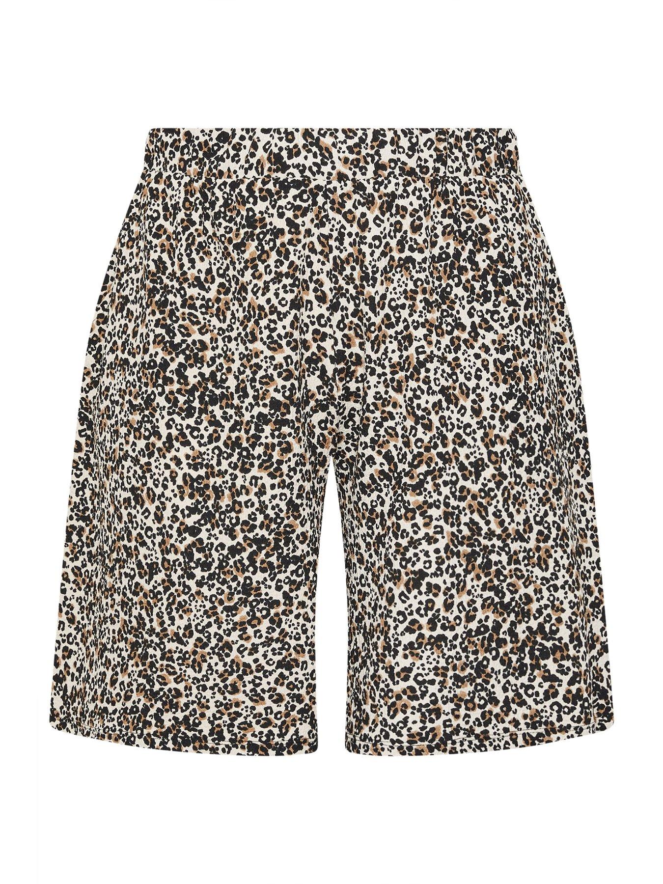 yours-curve-pull-on-jersey-leopard-print-shorts-browndetail