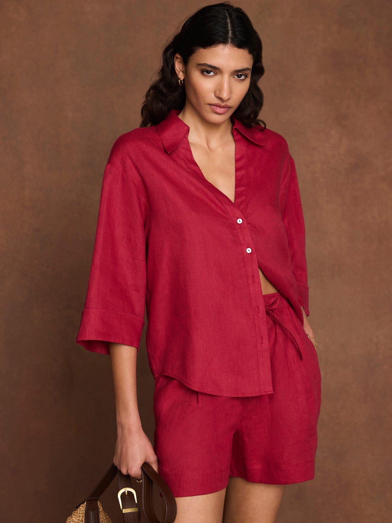 Mint Velvet Linen Drawstring Short - Red