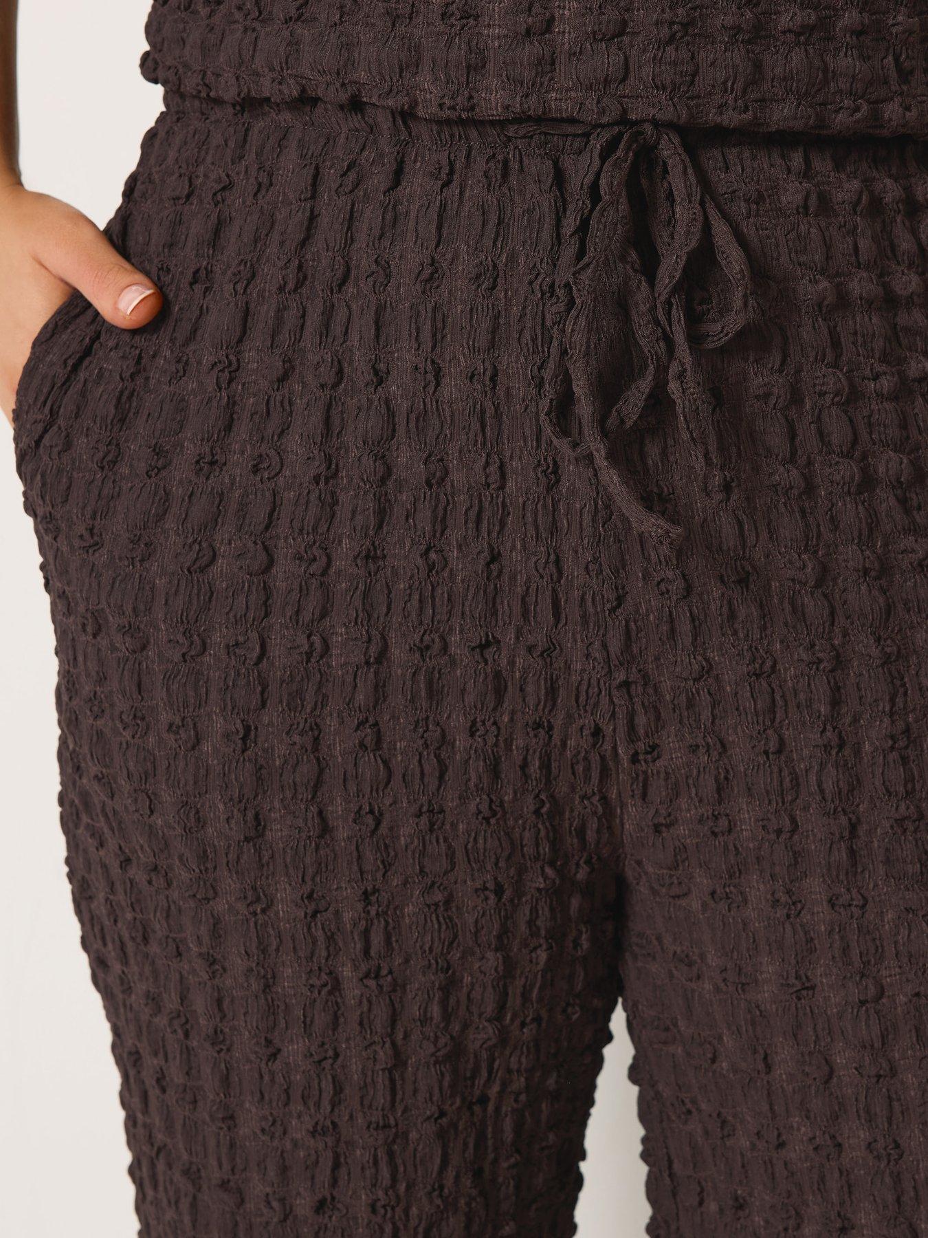 yours-curve-bubble-top-amp-trouser-set-brownoutfit