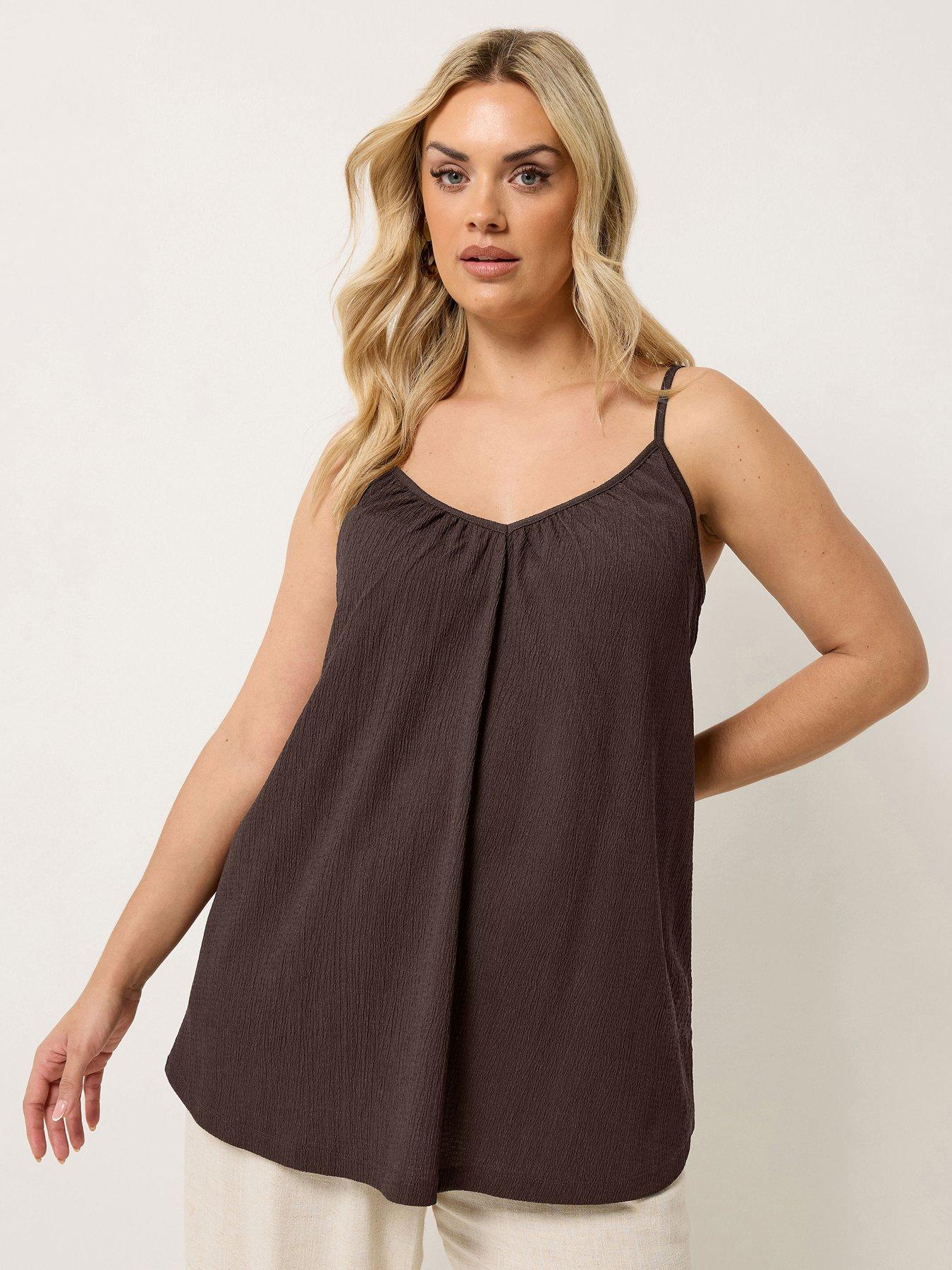 Image 1 of 5 of Yours Curve Gathered Swing Cami Top - Brown