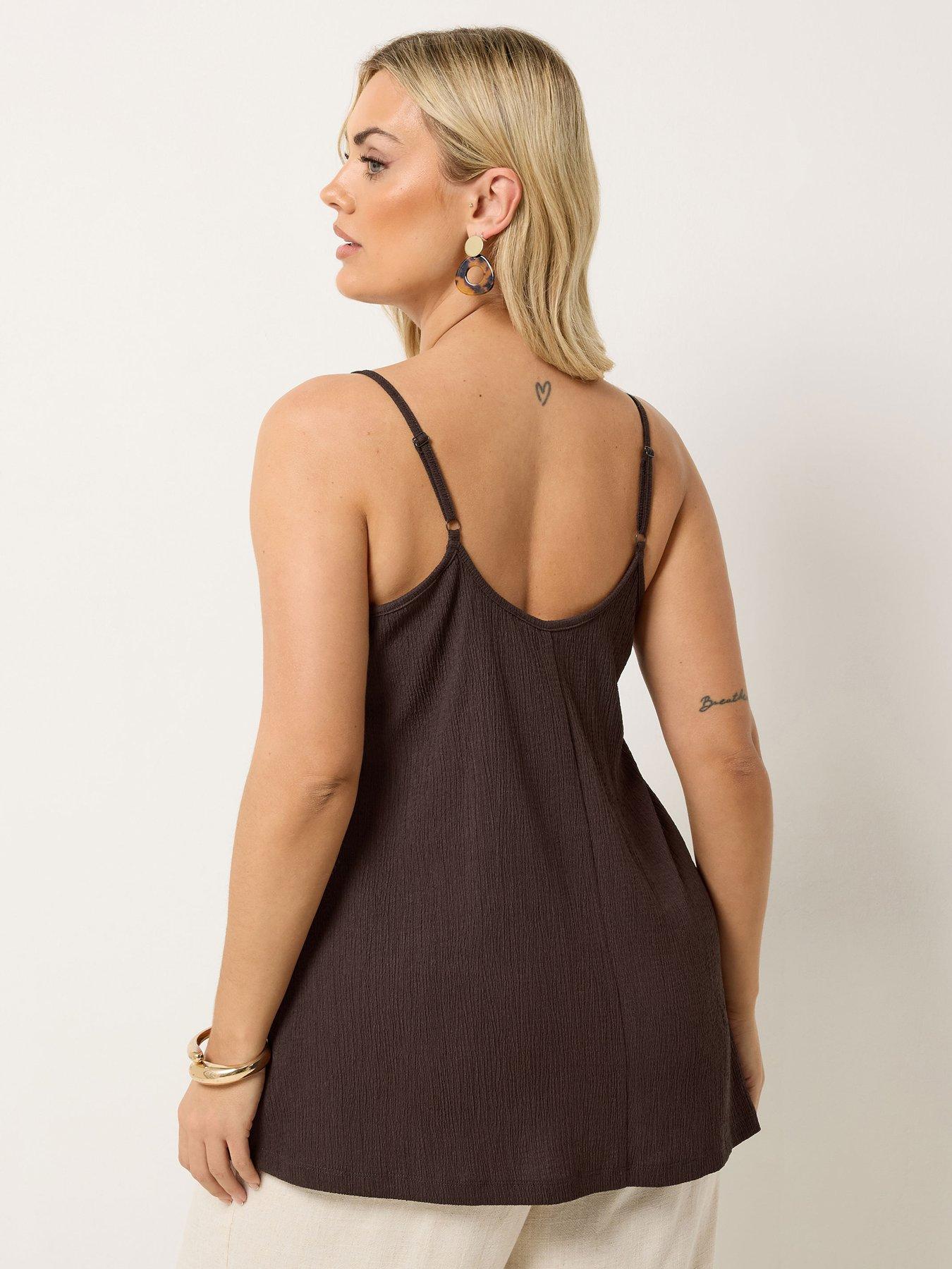 Image 2 of 5 of Yours Curve Gathered Swing Cami Top - Brown