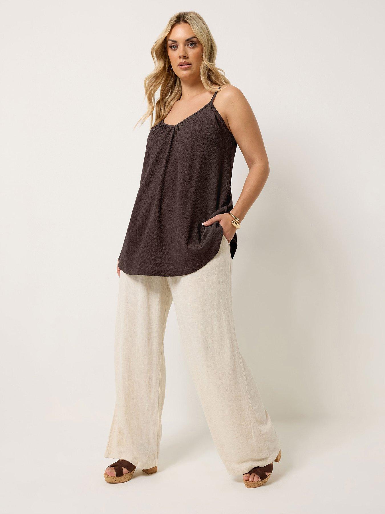 Image 3 of 5 of Yours Curve Gathered Swing Cami Top - Brown