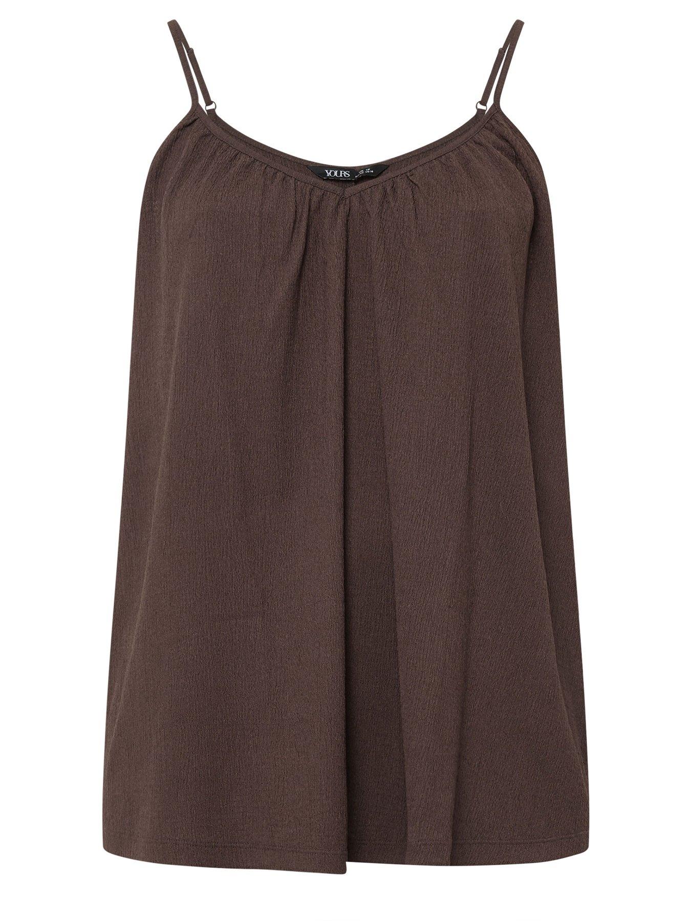 Image 5 of 5 of Yours Curve Gathered Swing Cami Top - Brown