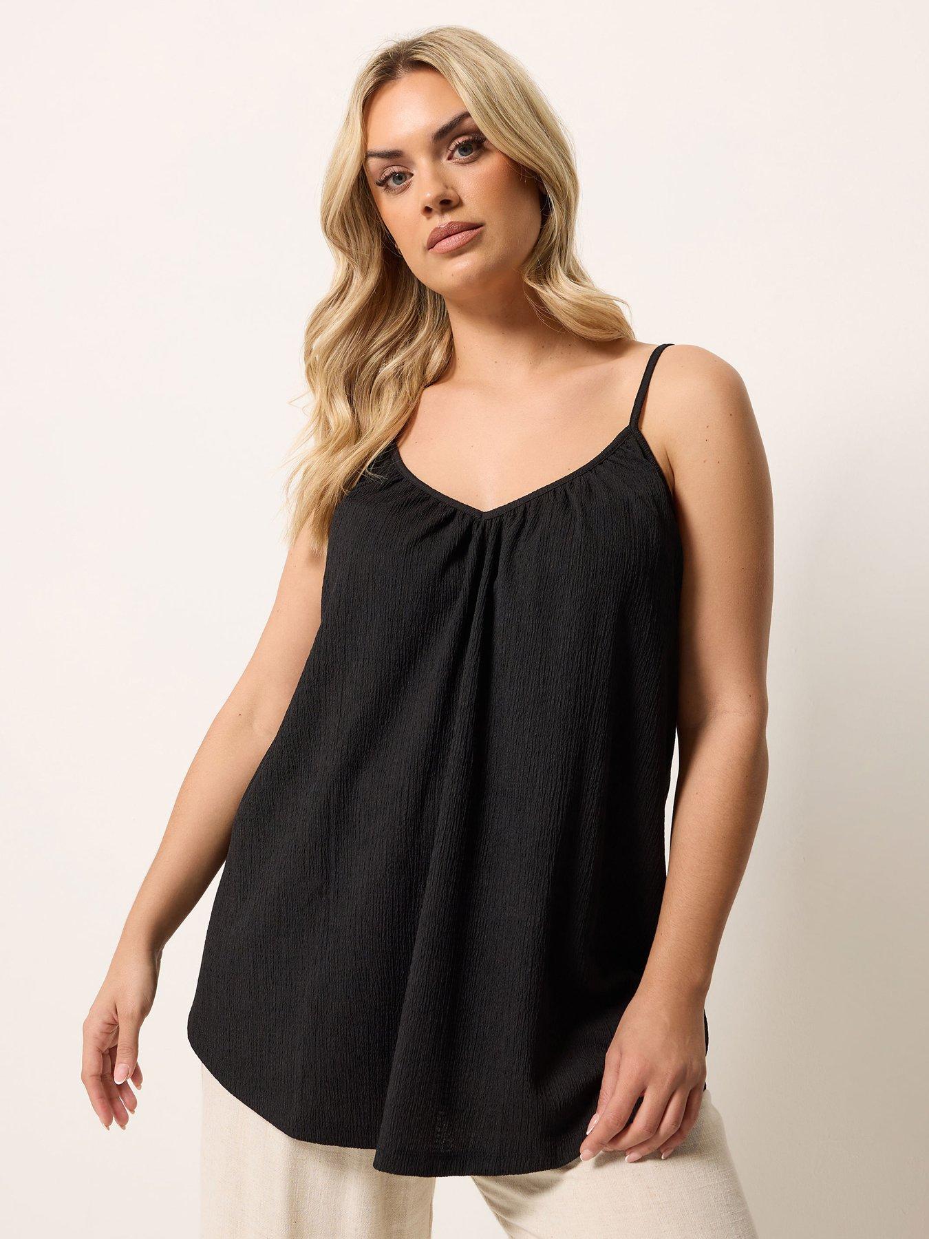 Image 1 of 5 of Yours Curve Gathered Swing Cami Top - Black