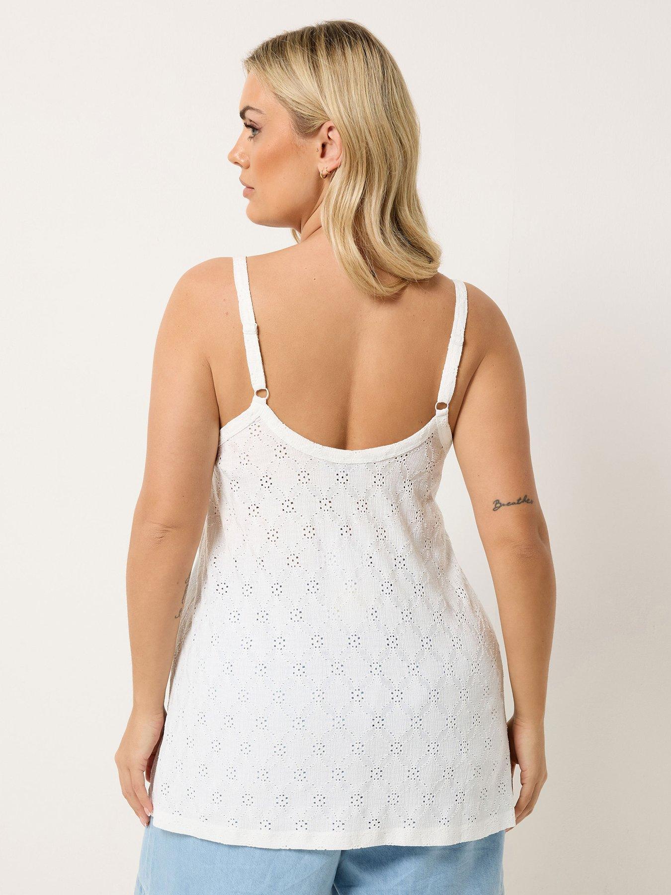 Image 2 of 5 of Yours Curve Anglaise Button Swing Vest - White