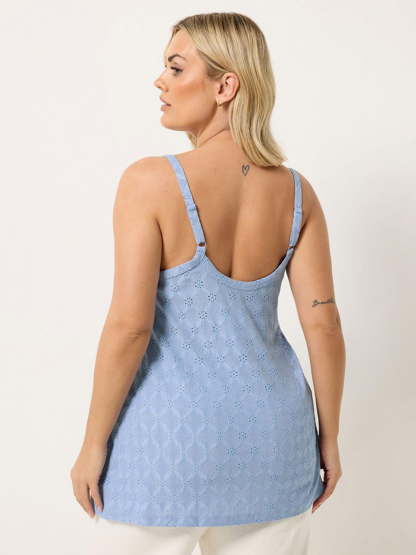 Image 2 of 5 of Yours Curve Anglaise Button Swing Vest - Blue