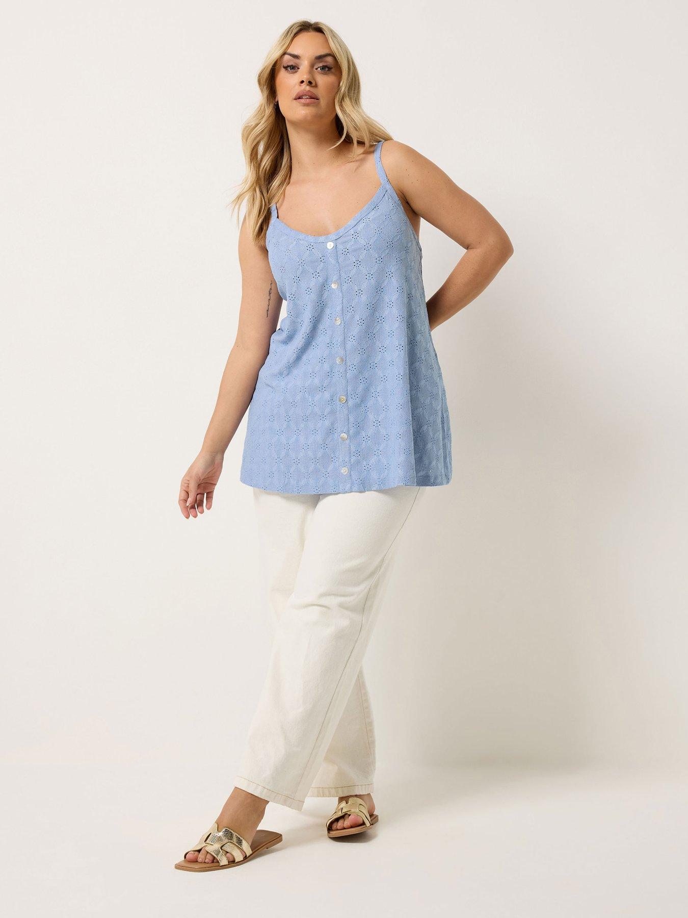 Image 3 of 5 of Yours Curve Anglaise Button Swing Vest - Blue