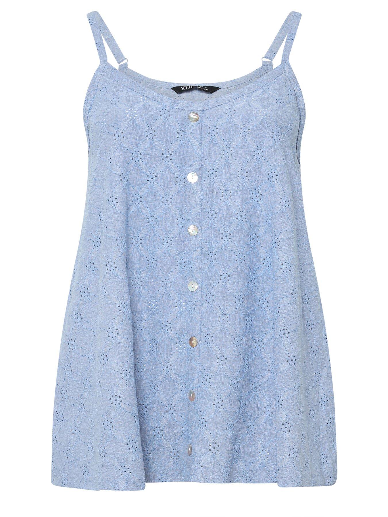 Image 5 of 5 of Yours Curve Anglaise Button Swing Vest - Blue