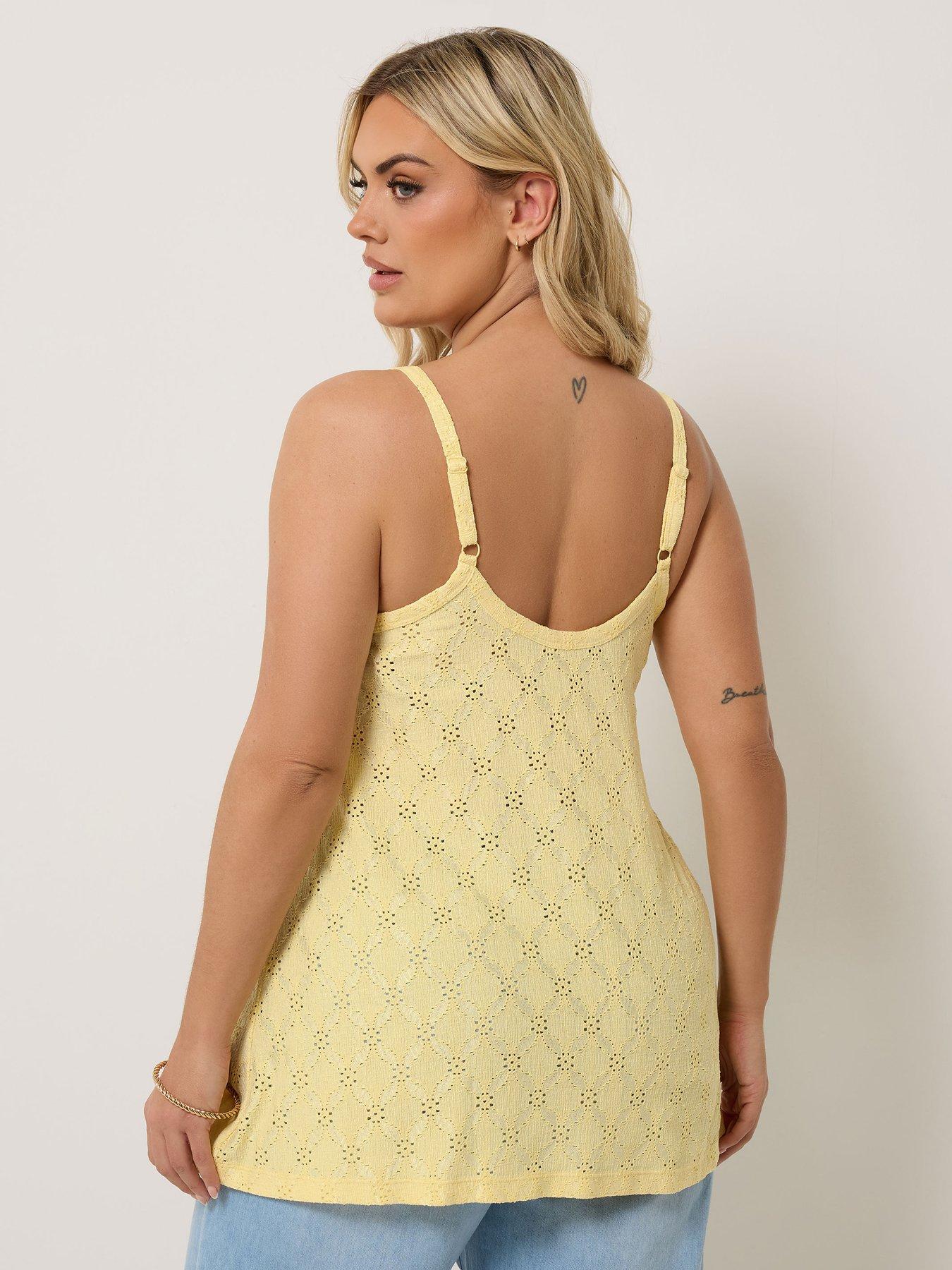 Image 2 of 5 of Yours Curve Anglaise Button Swing Vest - Yellow