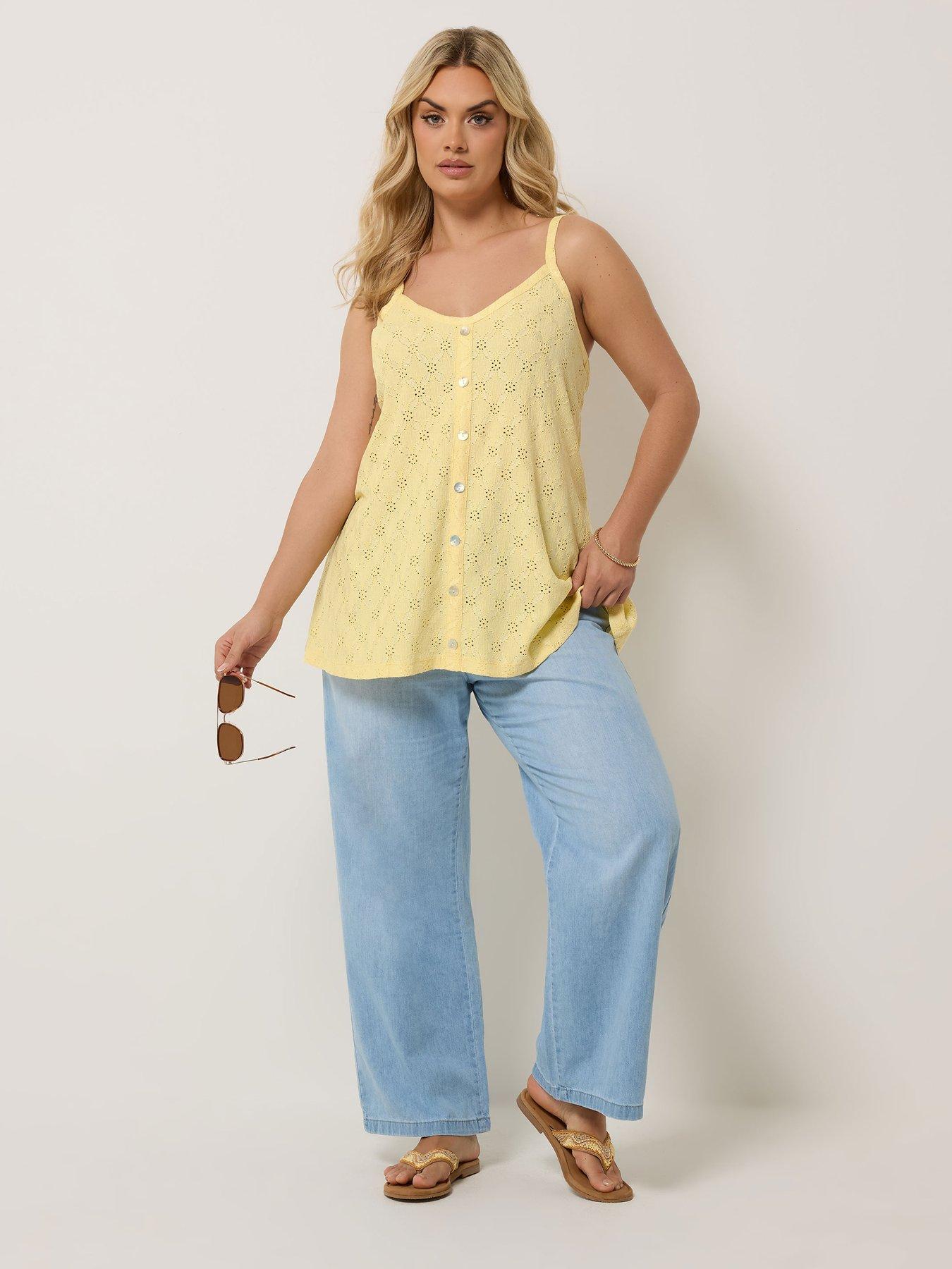 Image 3 of 5 of Yours Curve Anglaise Button Swing Vest - Yellow