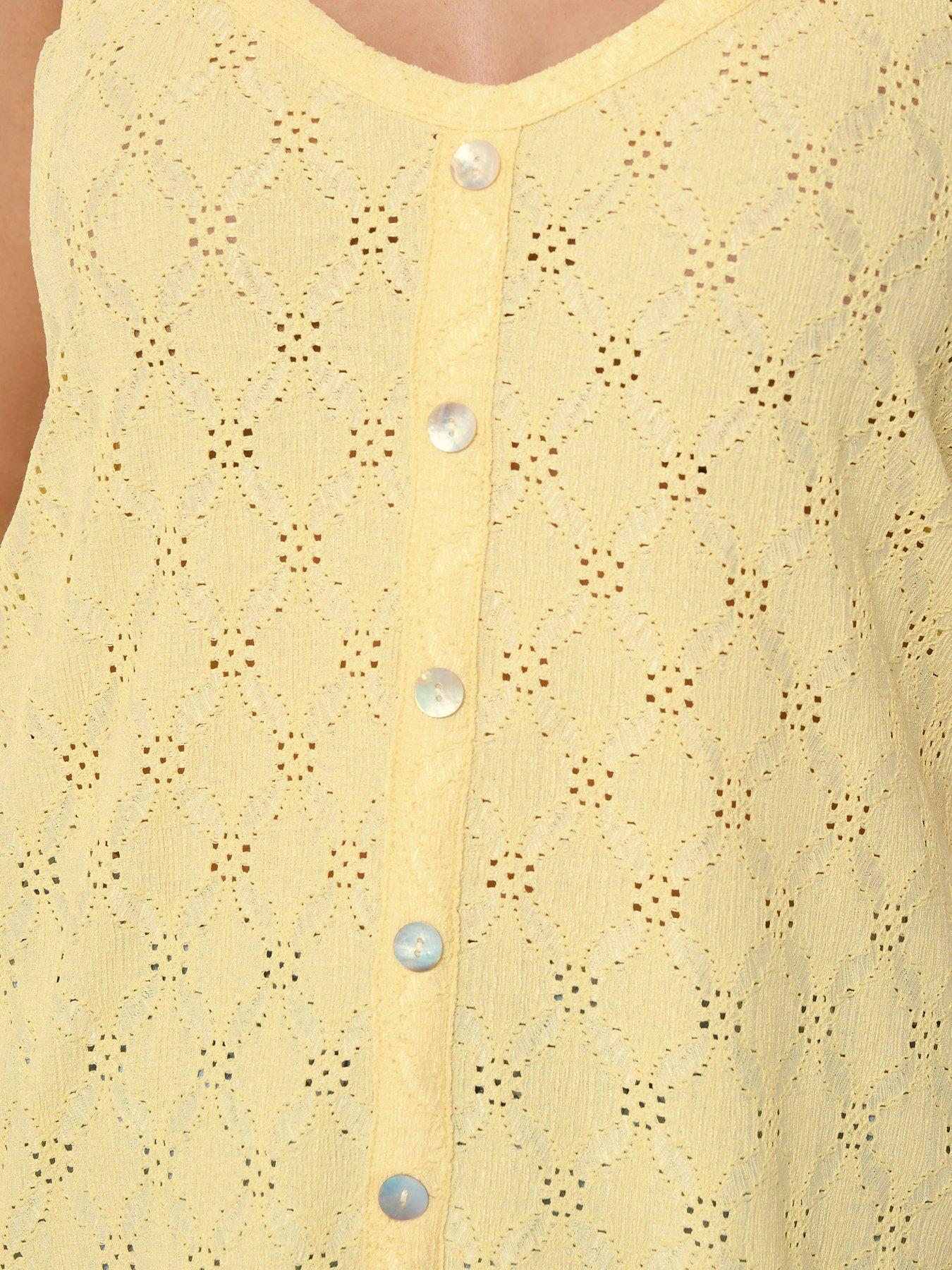 Image 4 of 5 of Yours Curve Anglaise Button Swing Vest - Yellow