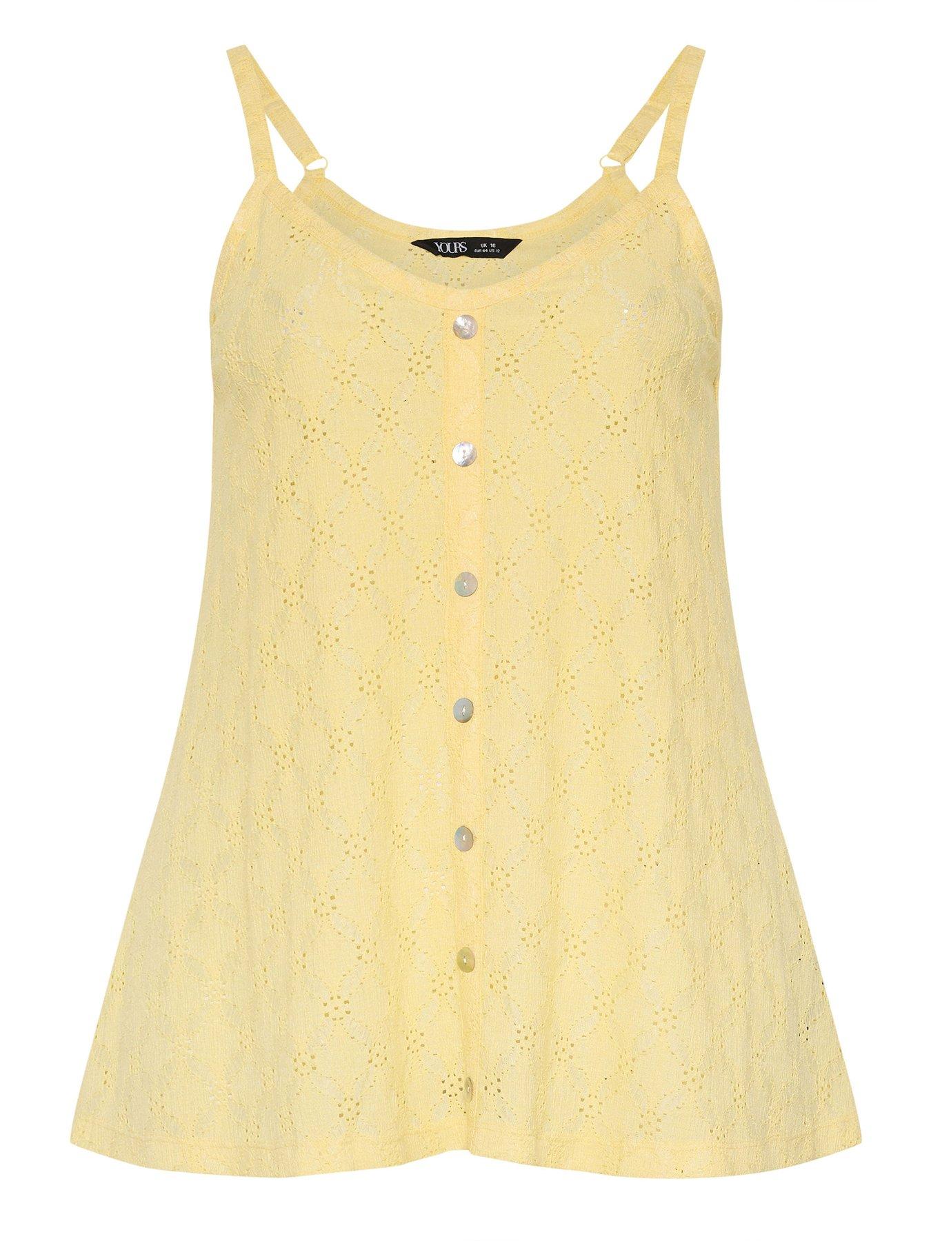 Image 5 of 5 of Yours Curve Anglaise Button Swing Vest - Yellow