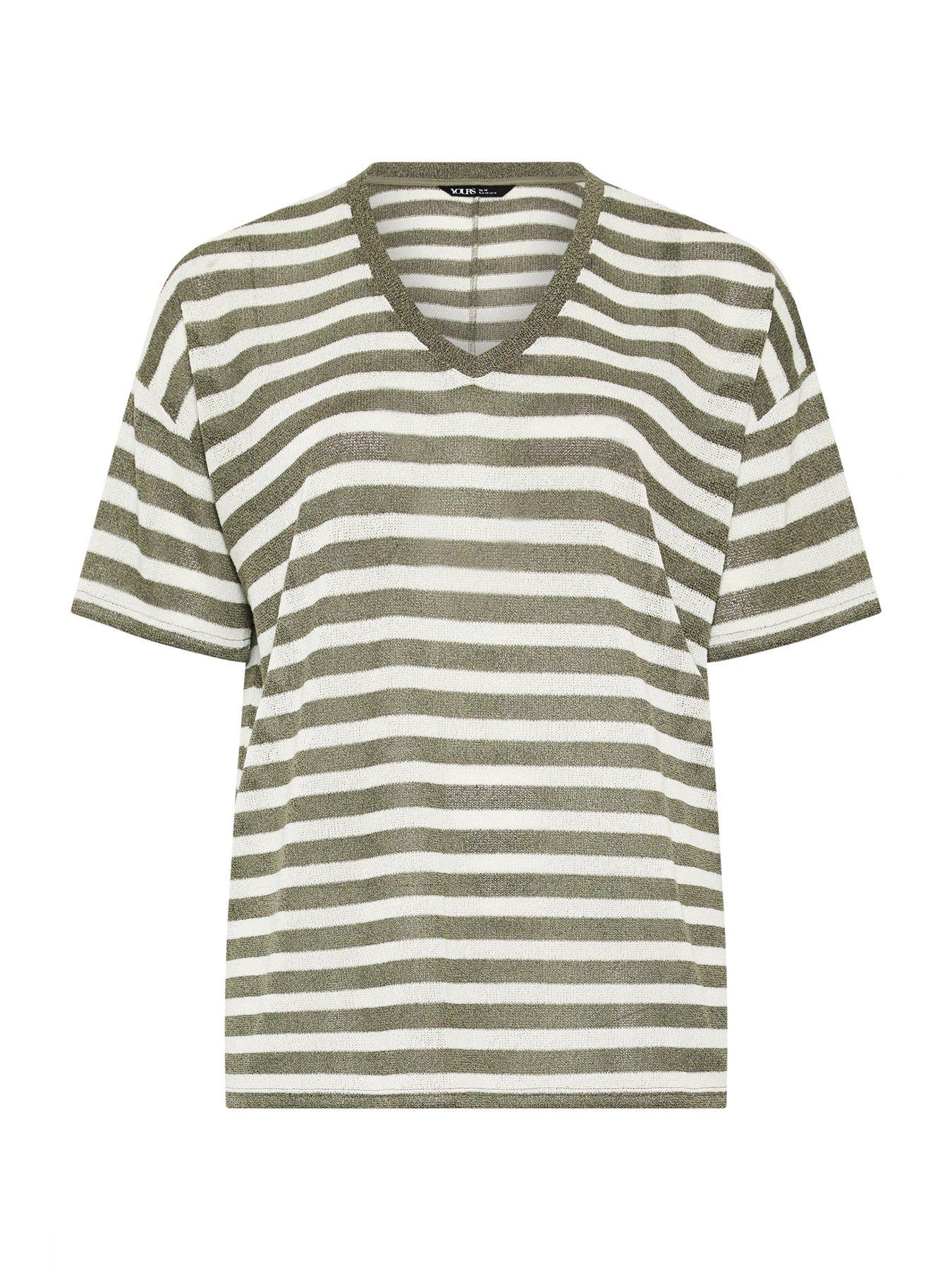 Image 5 of 5 of Yours Curve V-Boxy Knitted T-Shirt - Green