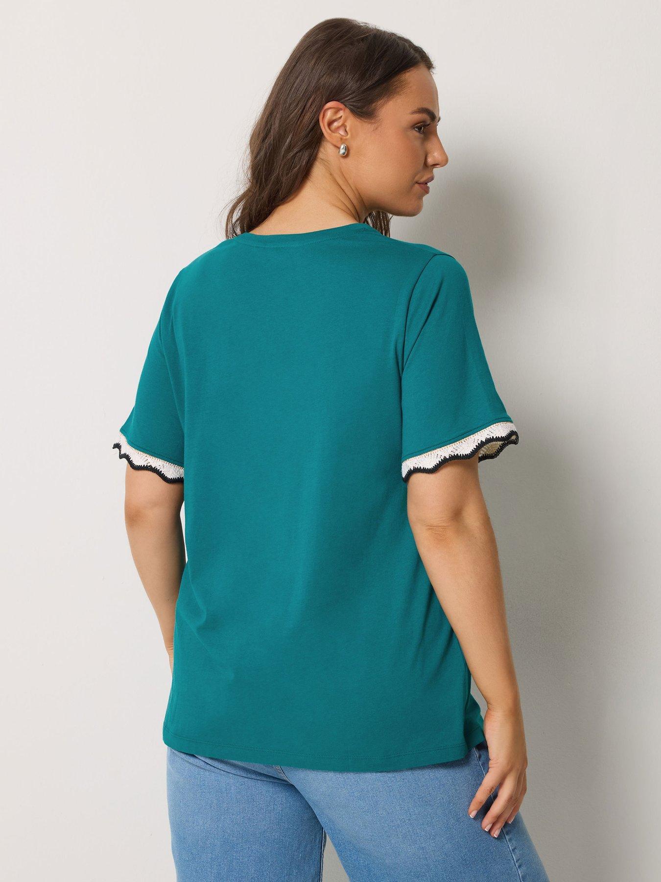 yours-curve-trim-t-shirt-bluestillFront