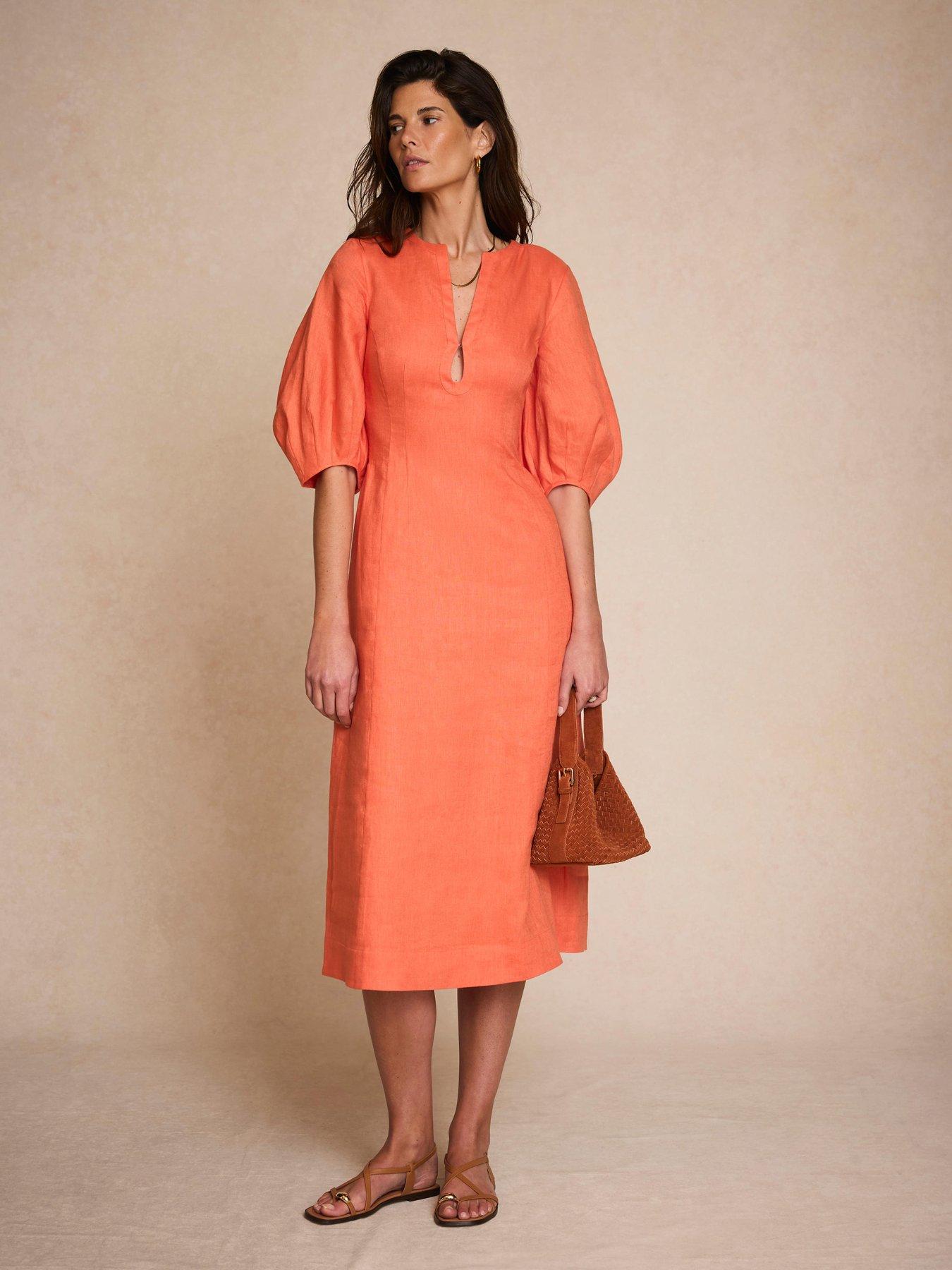 mint-velvet-orange-linen-midi-dressstillFront