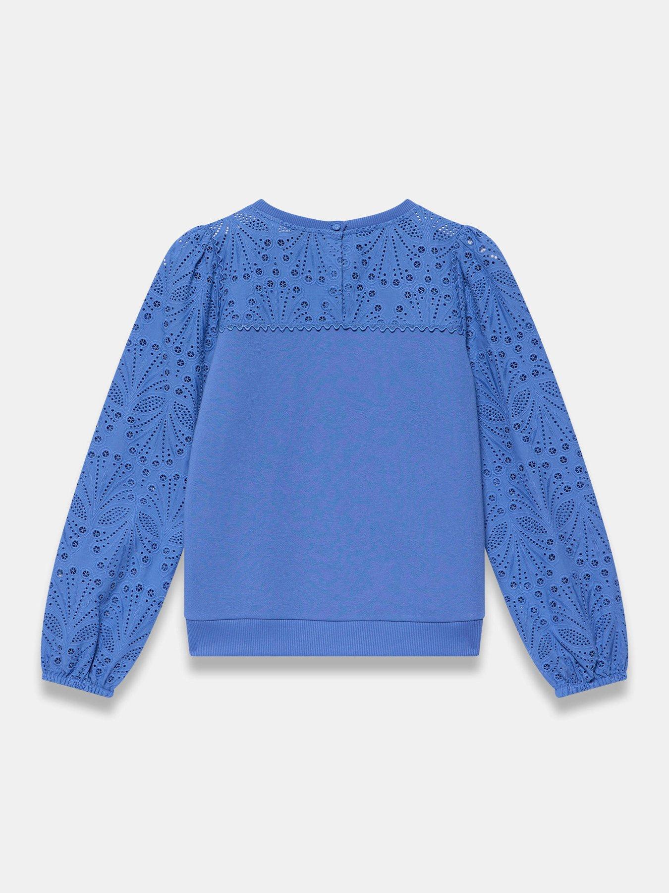 Image 6 of 6 of Mint Velvet Broderie Mix Sweatshirt - Blue