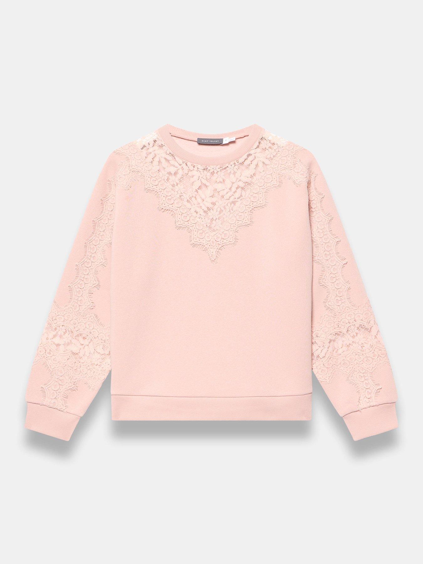 Image 5 of 6 of Mint Velvet Lace Insert Sweatshirt - Pink