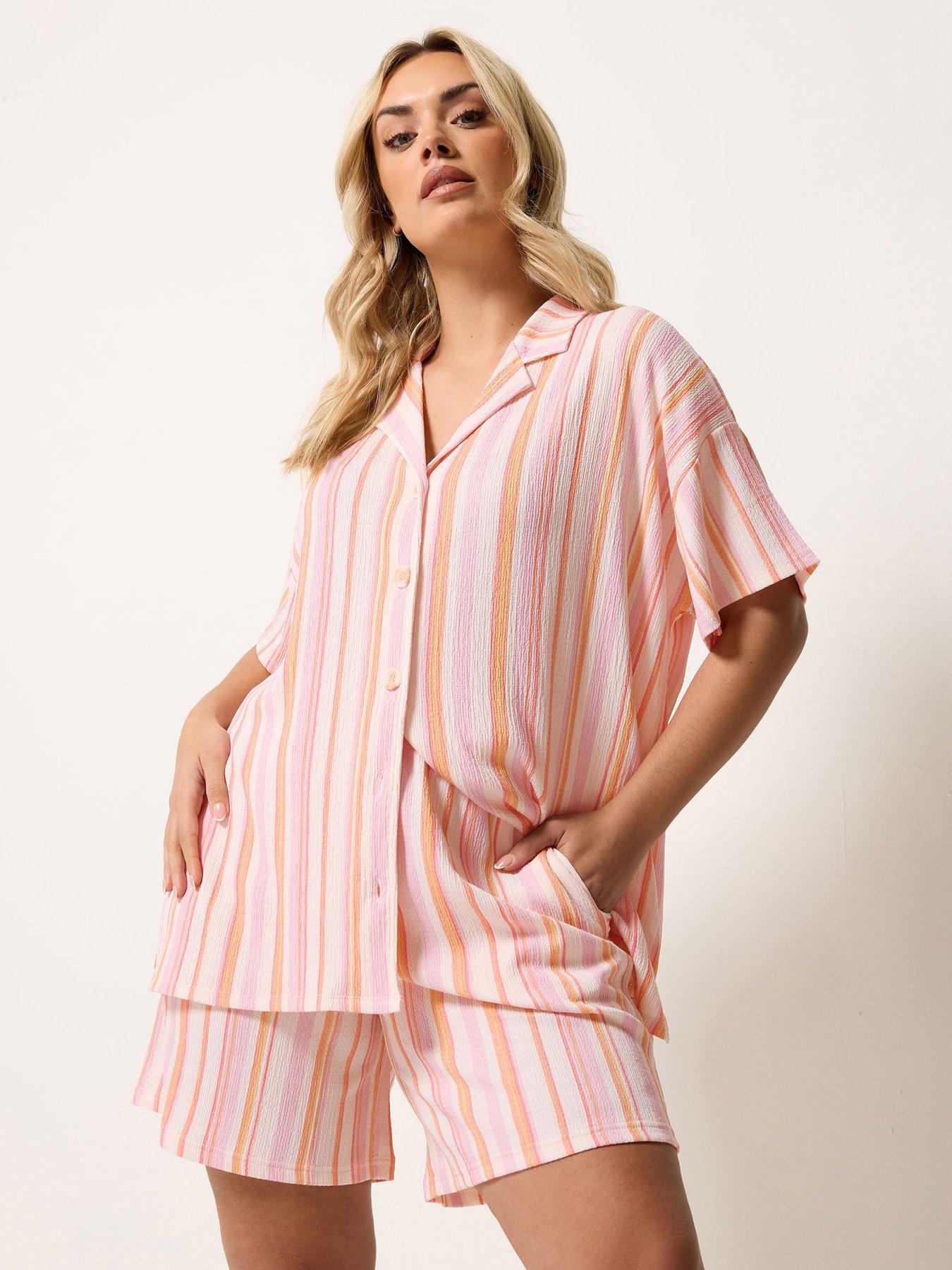 Yours Curve Striped Short Co-ord