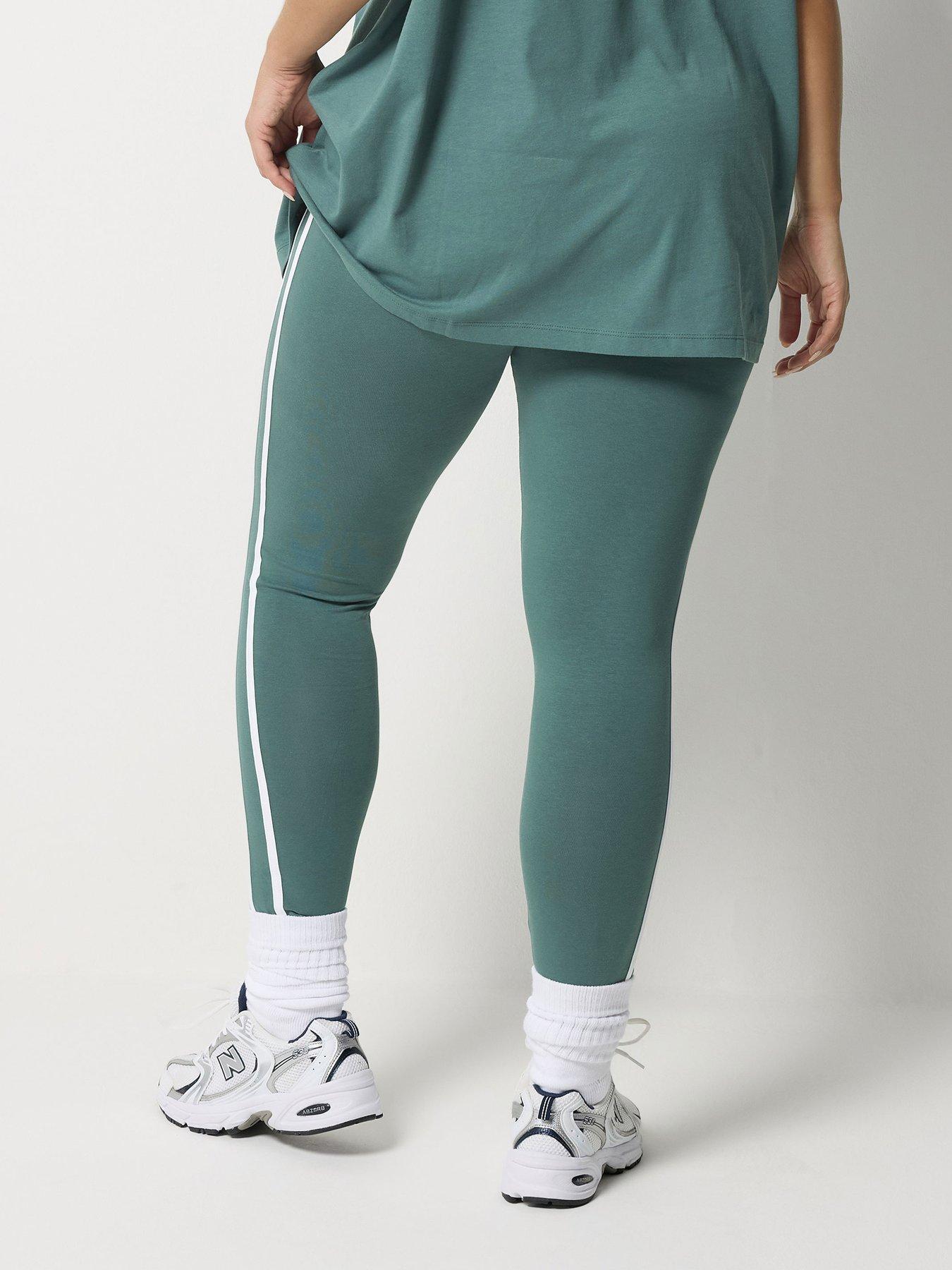 Image 2 of 5 of Yours Curve Active Side Striped Leggings - Blue