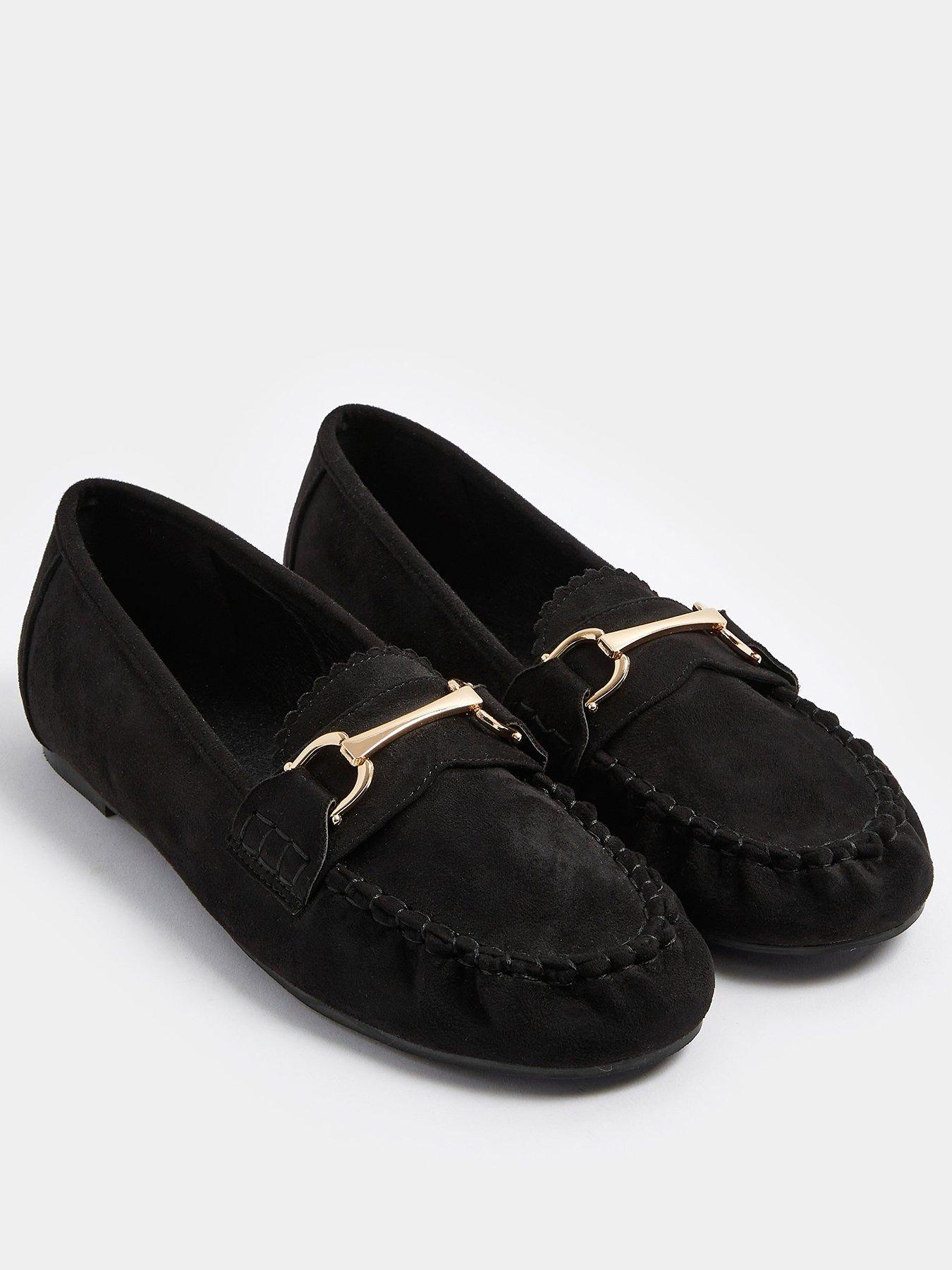 yours-womens-extra-wide-fit-snaffle-trim-moccasins-blackstillFront