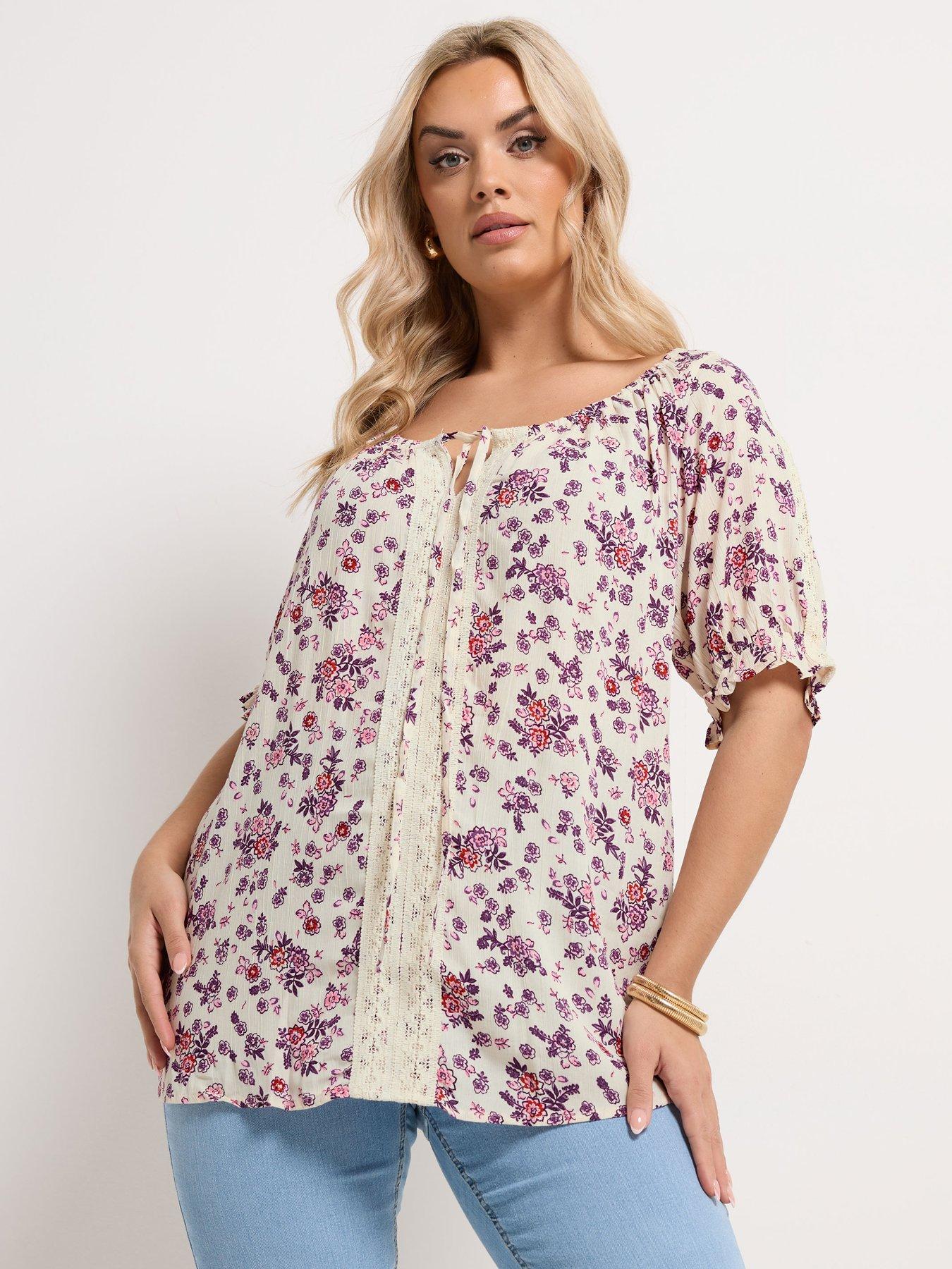 yours-curve-ditsy-floral-top-creamfront