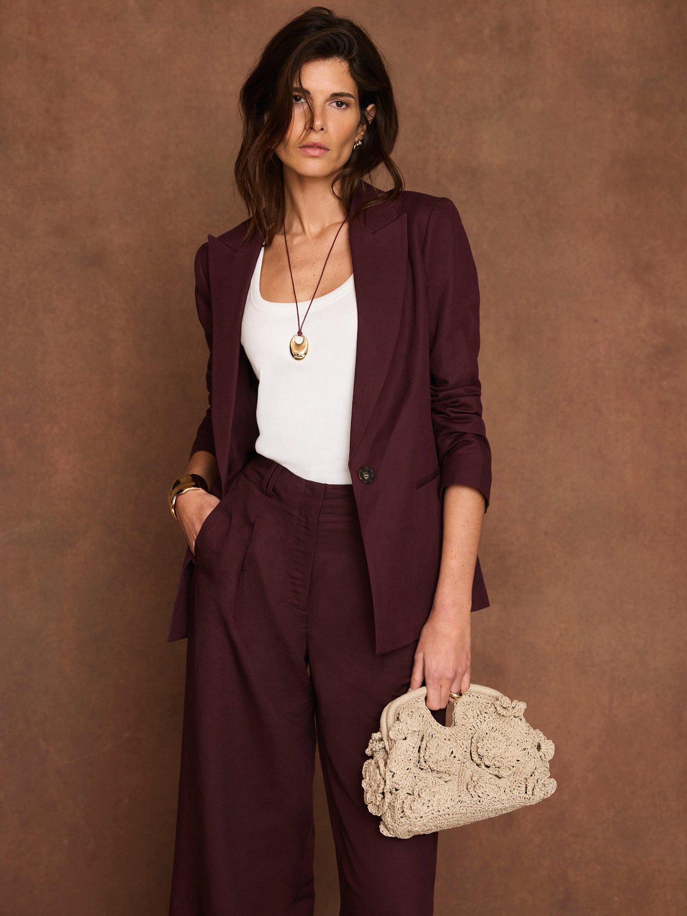 Image 4 of 6 of Mint Velvet Burgundy Sb Linen Blazer