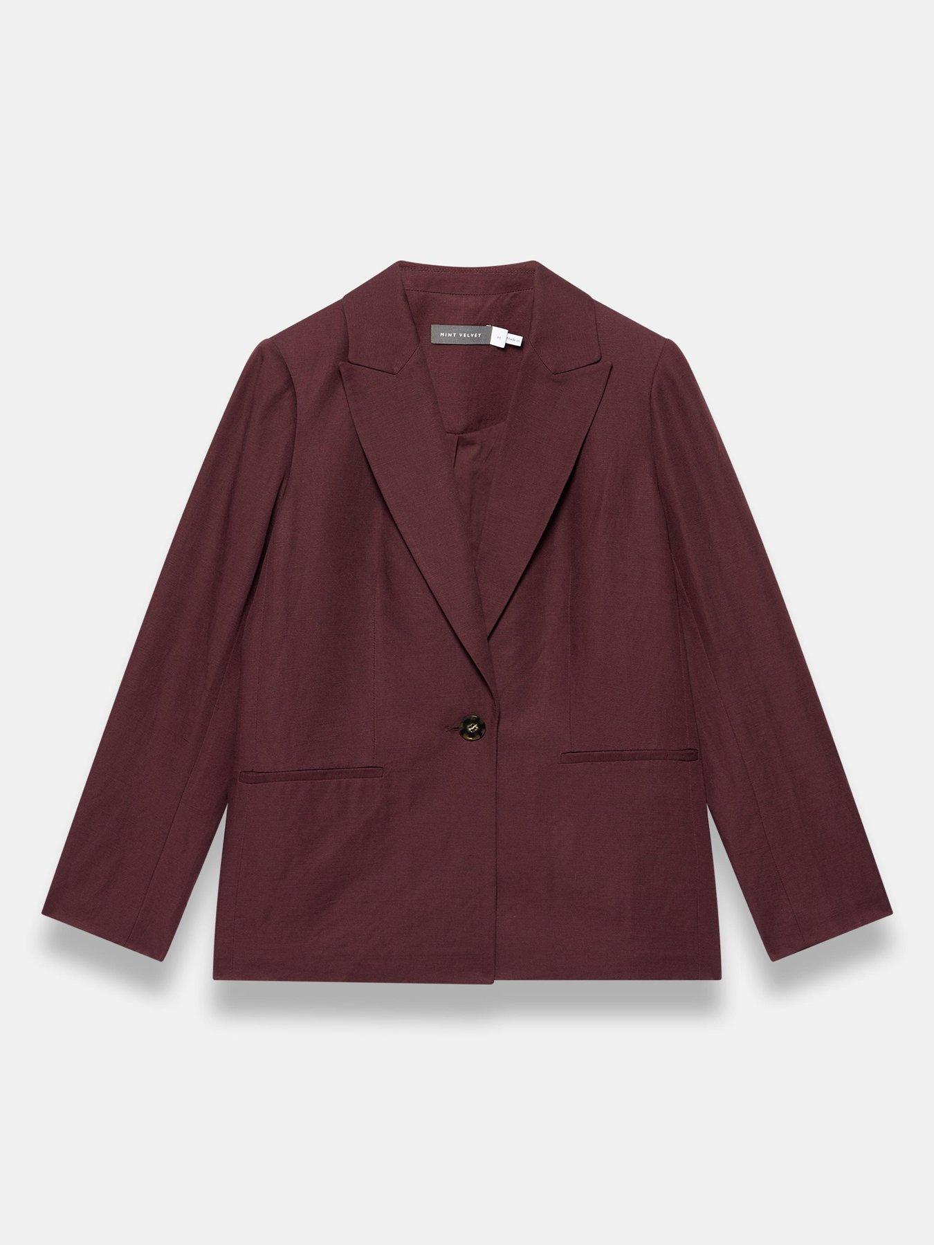 Image 5 of 6 of Mint Velvet Burgundy Sb Linen Blazer