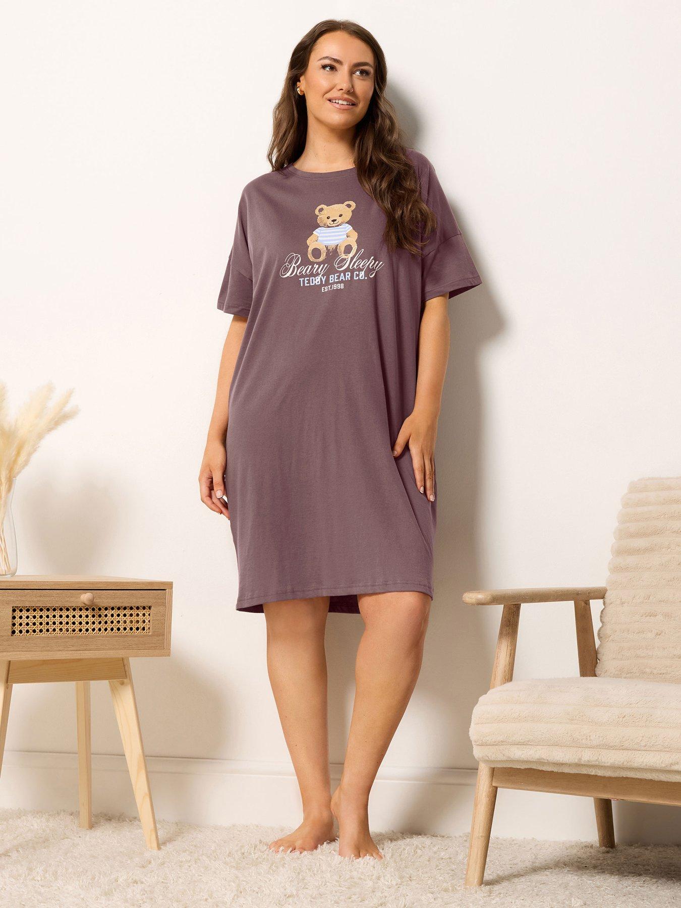 Image 3 of 5 of Yours Curve 'Beary Sleepy' Sleep-T-Shirt Nightdress - Brown