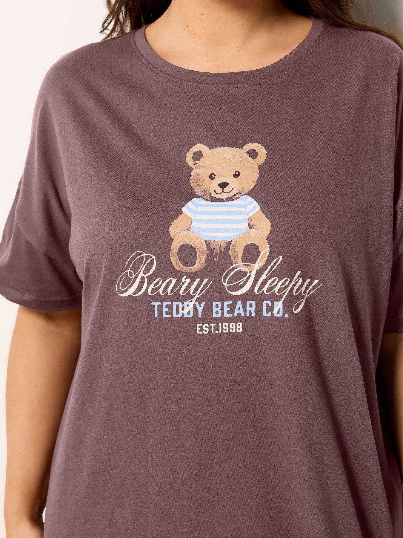 Image 4 of 5 of Yours Curve 'Beary Sleepy' Sleep-T-Shirt Nightdress - Brown