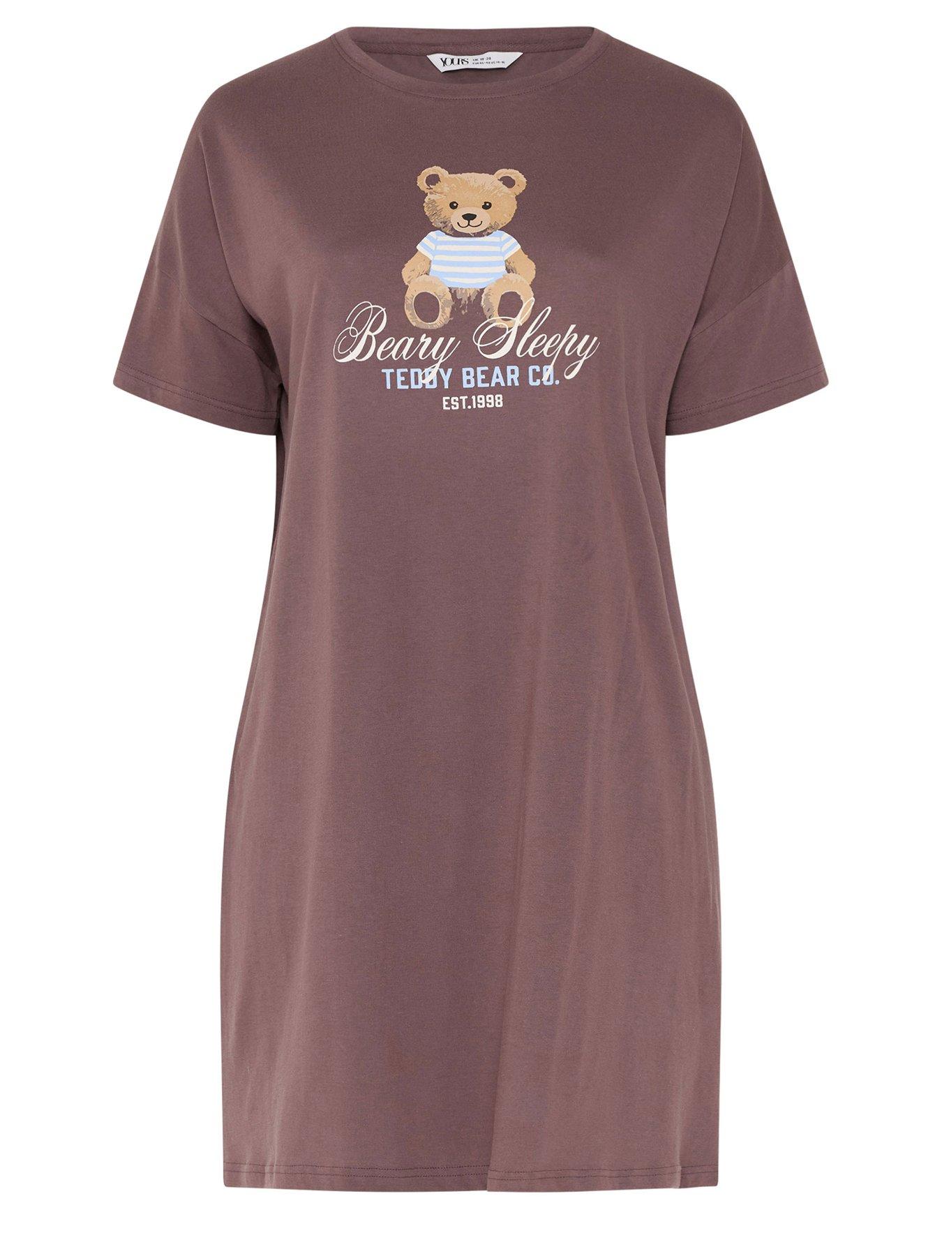 Image 5 of 5 of Yours Curve 'Beary Sleepy' Sleep-T-Shirt Nightdress - Brown