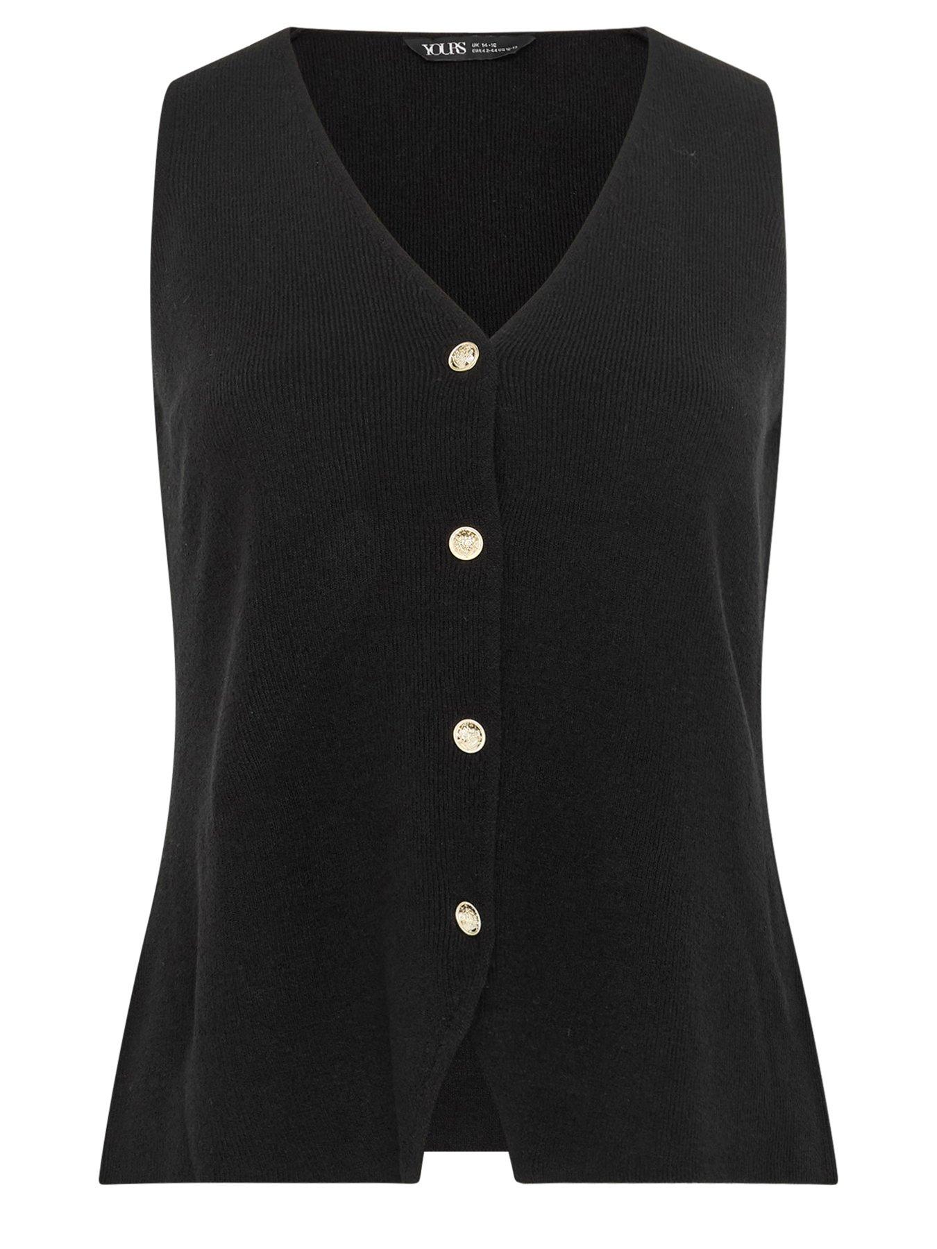 Image 5 of 5 of Yours Curve Elongated Knitted Waistcoat - Cream