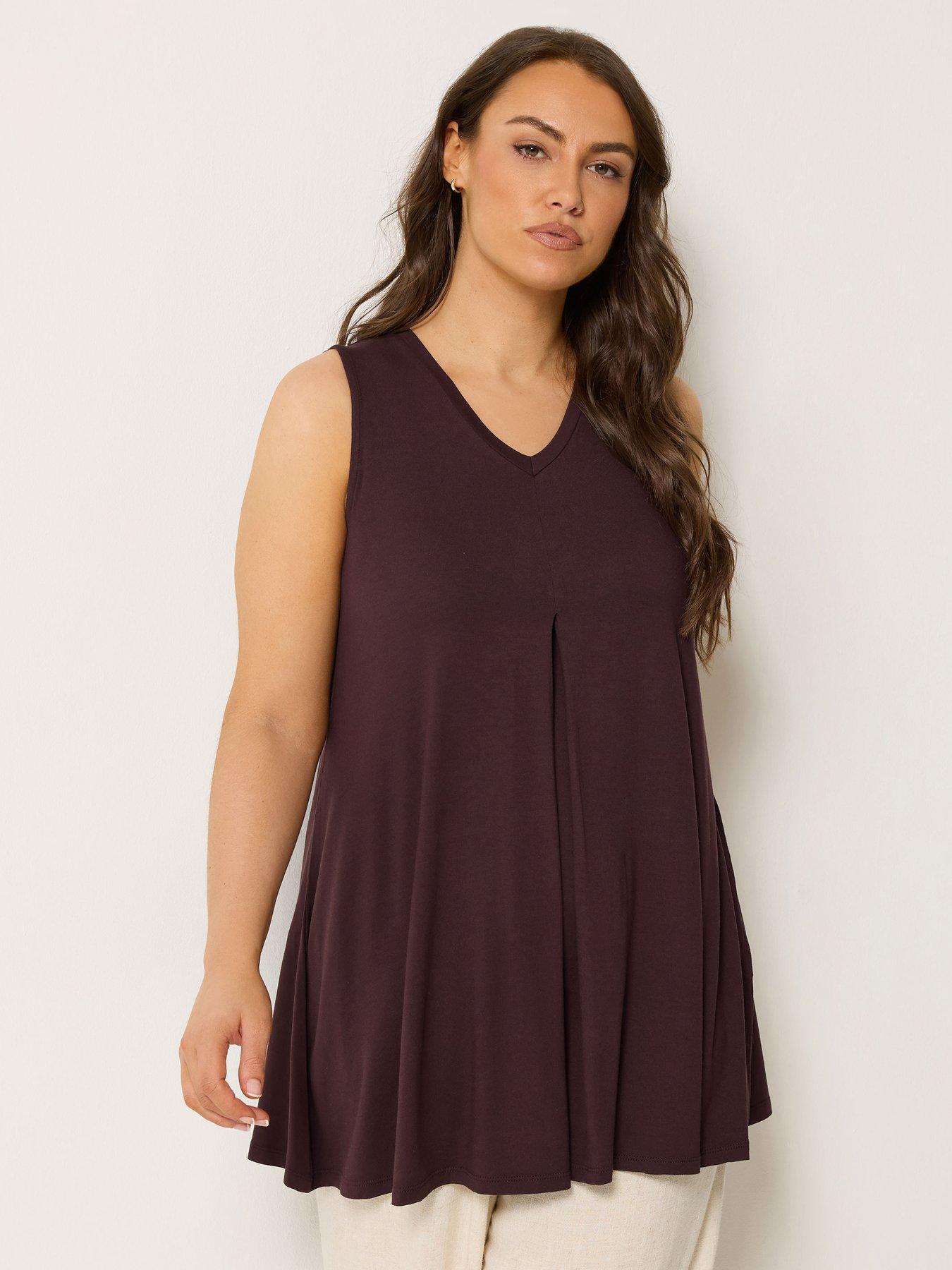 Yours Curve Pleat Front Vest - Brown