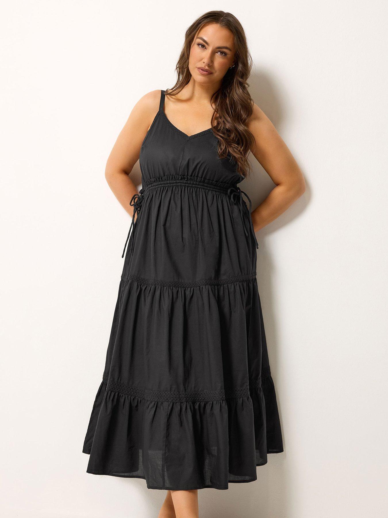 Yours Curve Tie Strappy Smock Dress - Black