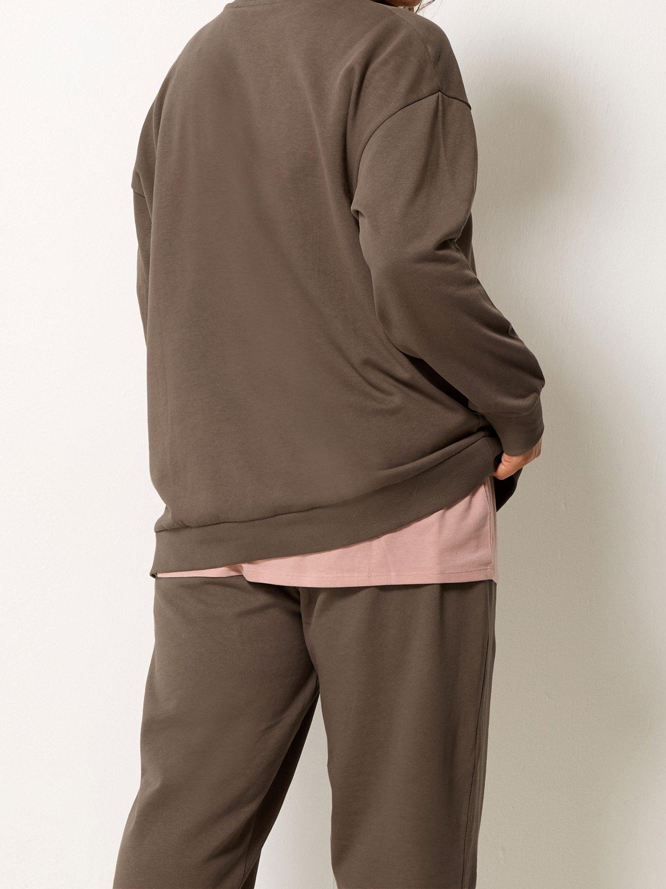Image 4 of 4 of Yours Curve T-Shirt &amp; Jogger Sweat Set - Pink