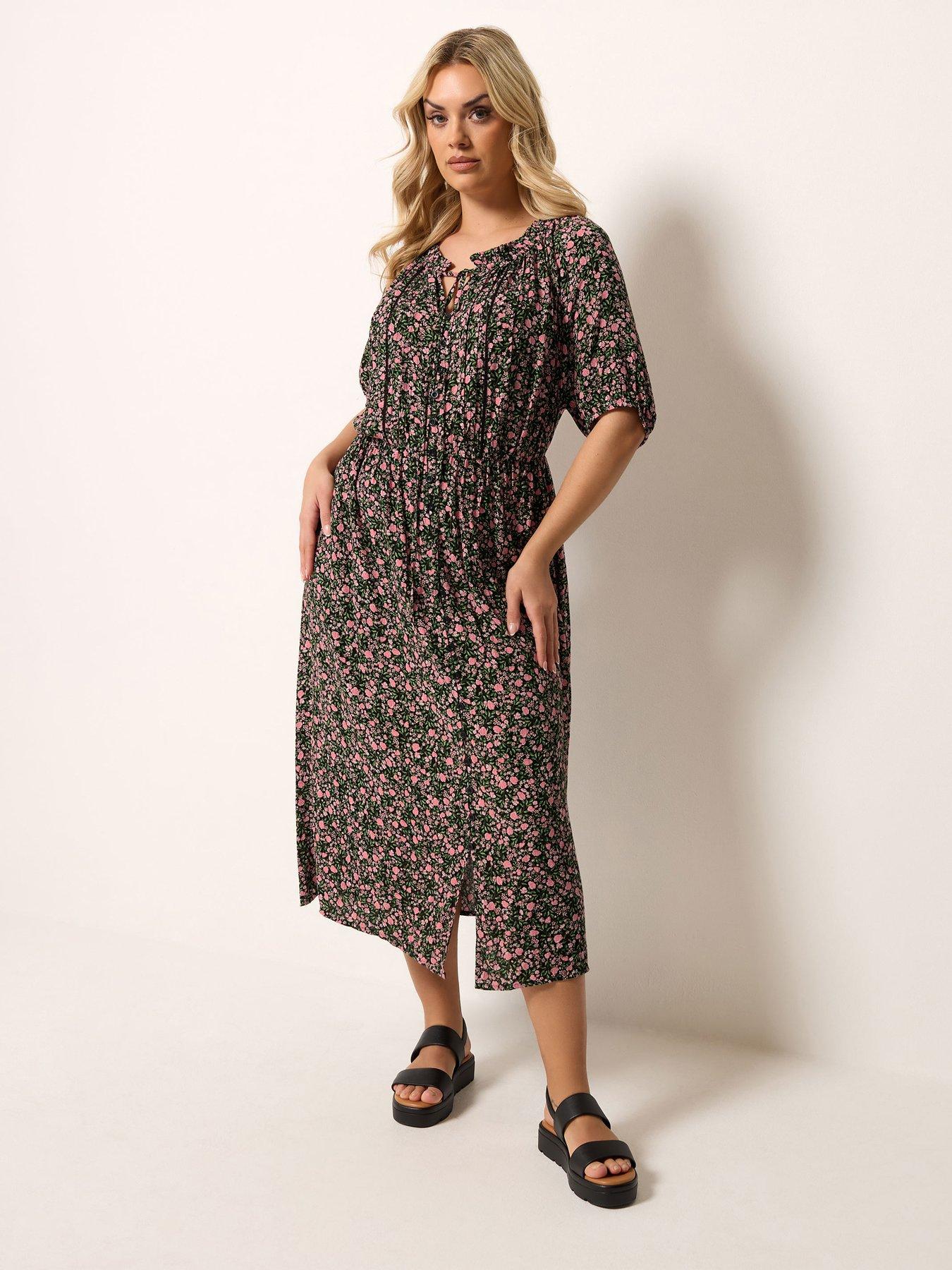 Yours Curve Gypsy Pintuck Short Sleeve Dress