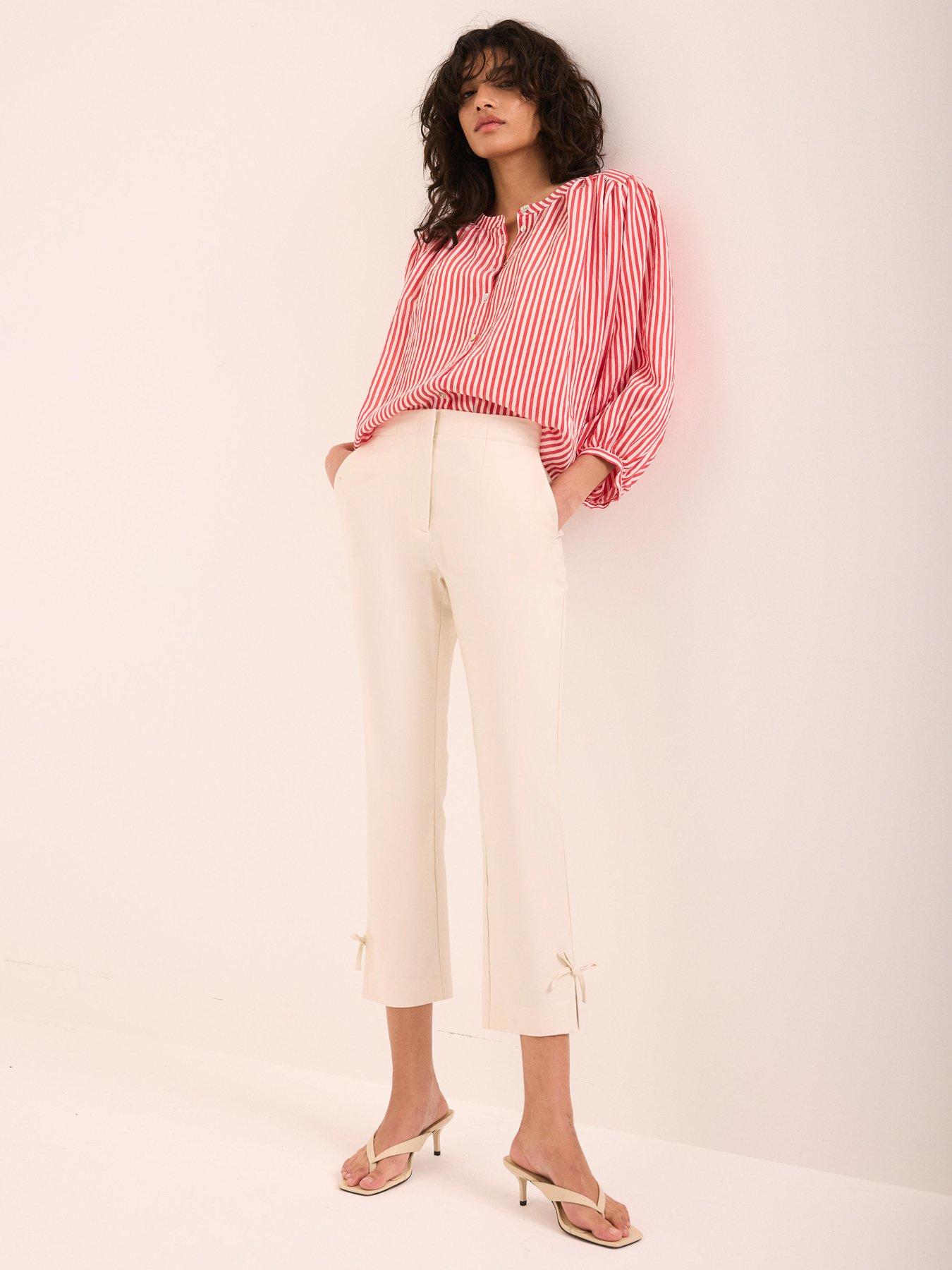 Image 1 of 6 of Mint Velvet Neutral Capri Trousers - Cream