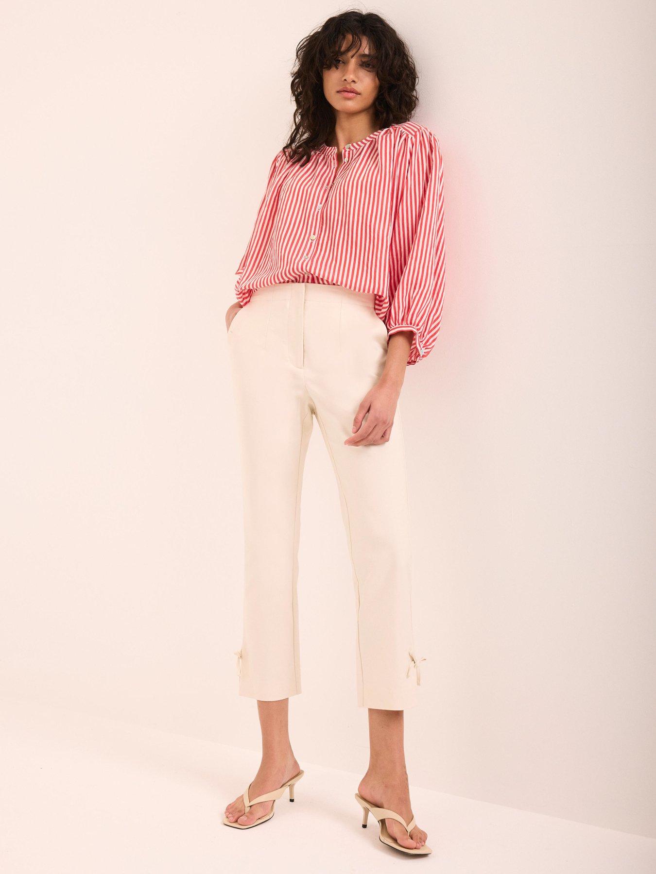 Image 4 of 6 of Mint Velvet Neutral Capri Trousers - Cream