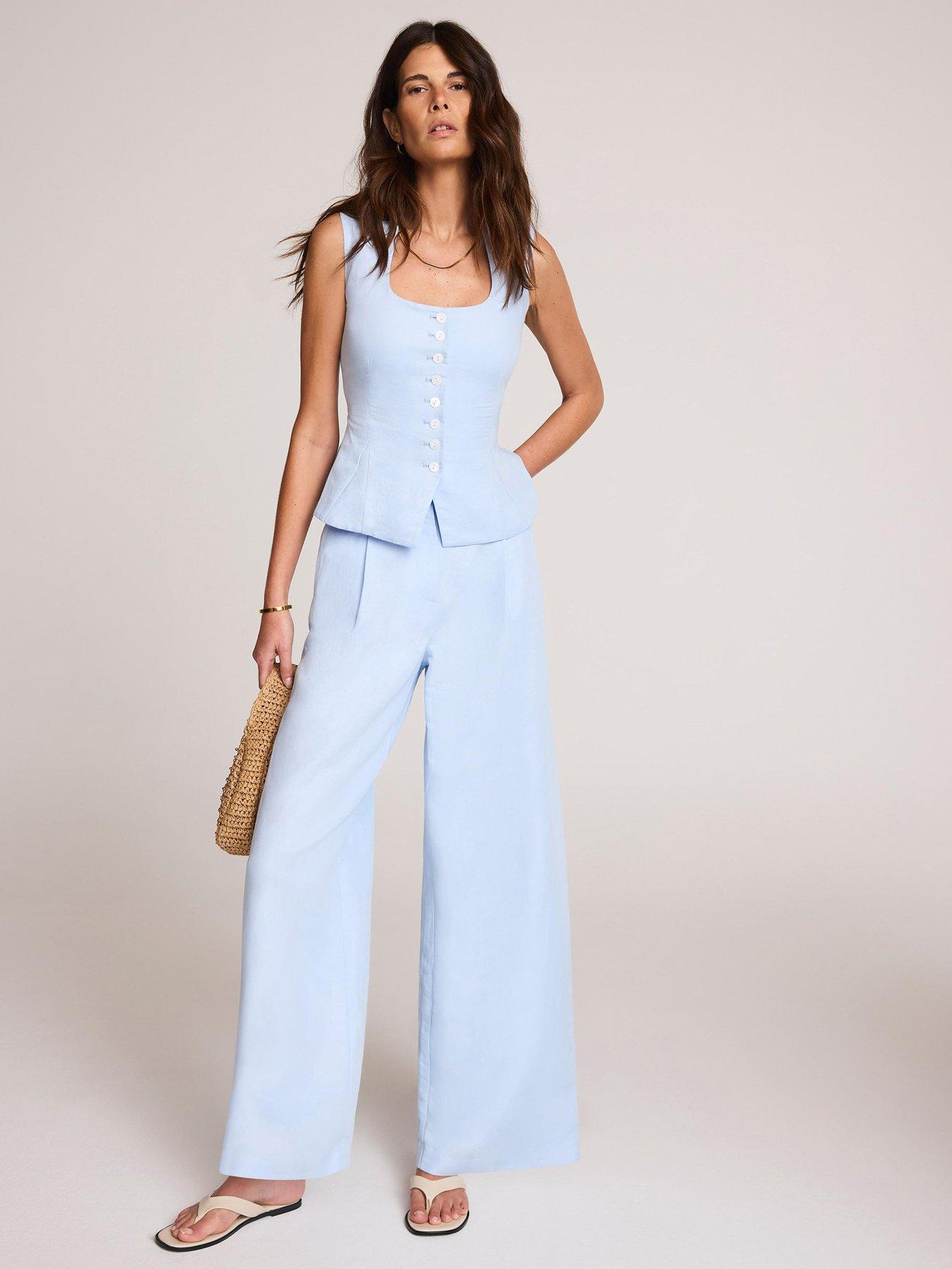mint-velvet-linen-pleat-leg-trouser-bluefront