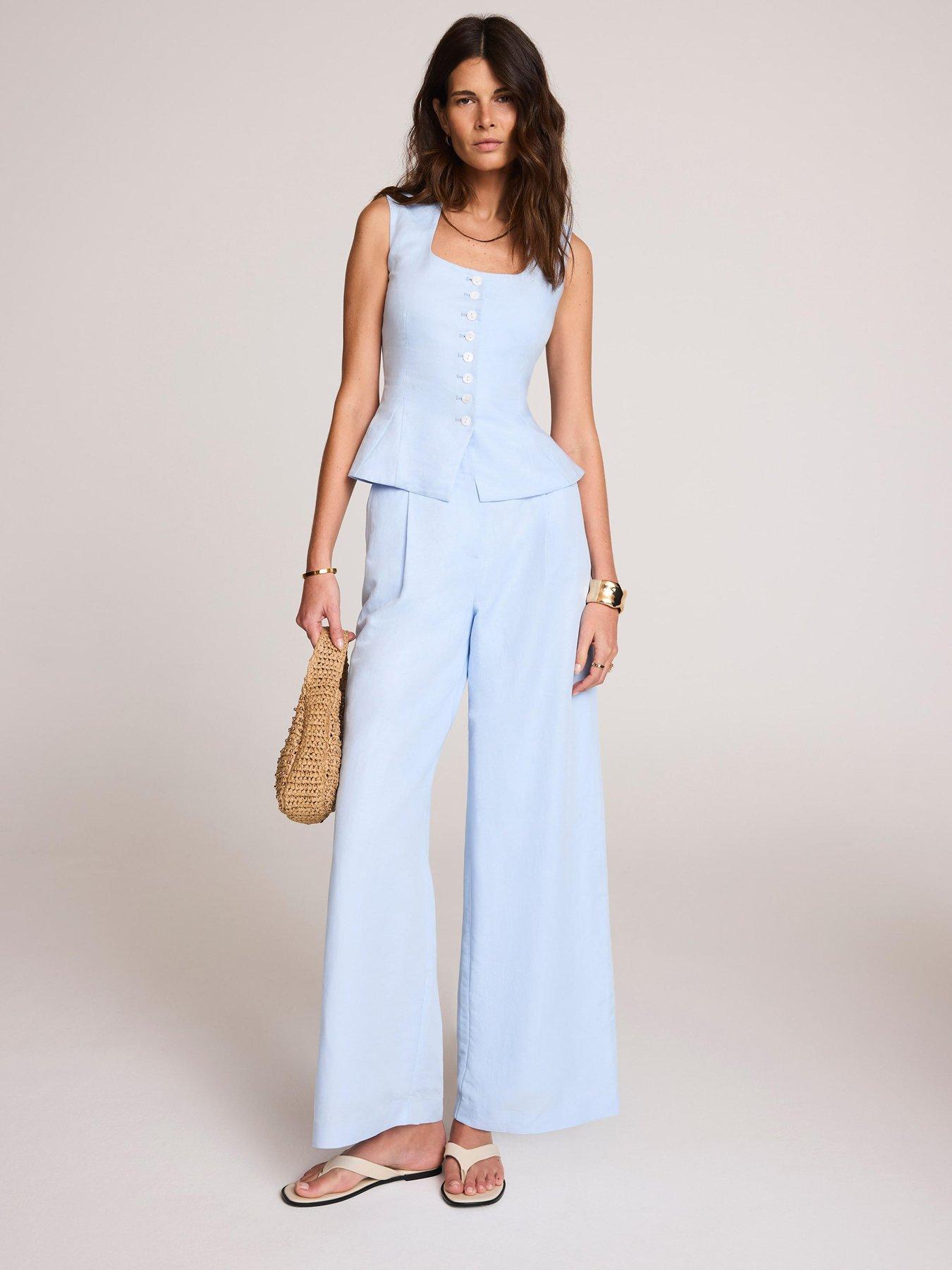 mint-velvet-linen-pleat-leg-trouser-bluestillFront