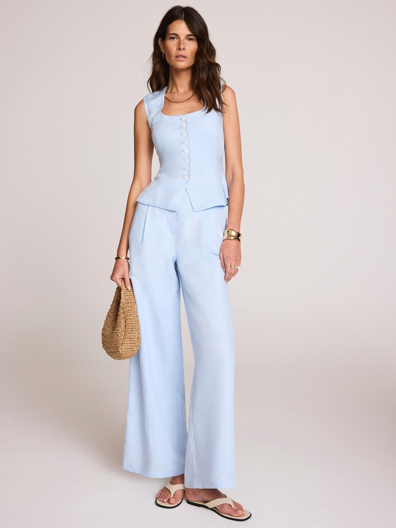 mint-velvet-linen-pleat-leg-trouser-blueoutfit