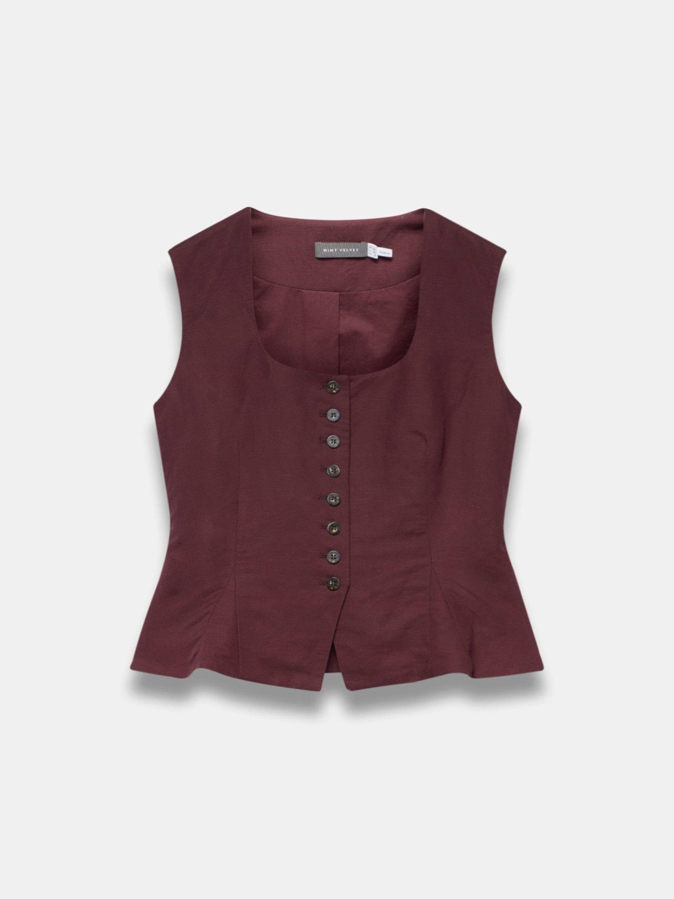 Image 5 of 6 of Mint Velvet Red Peplum Linen Waistcoat