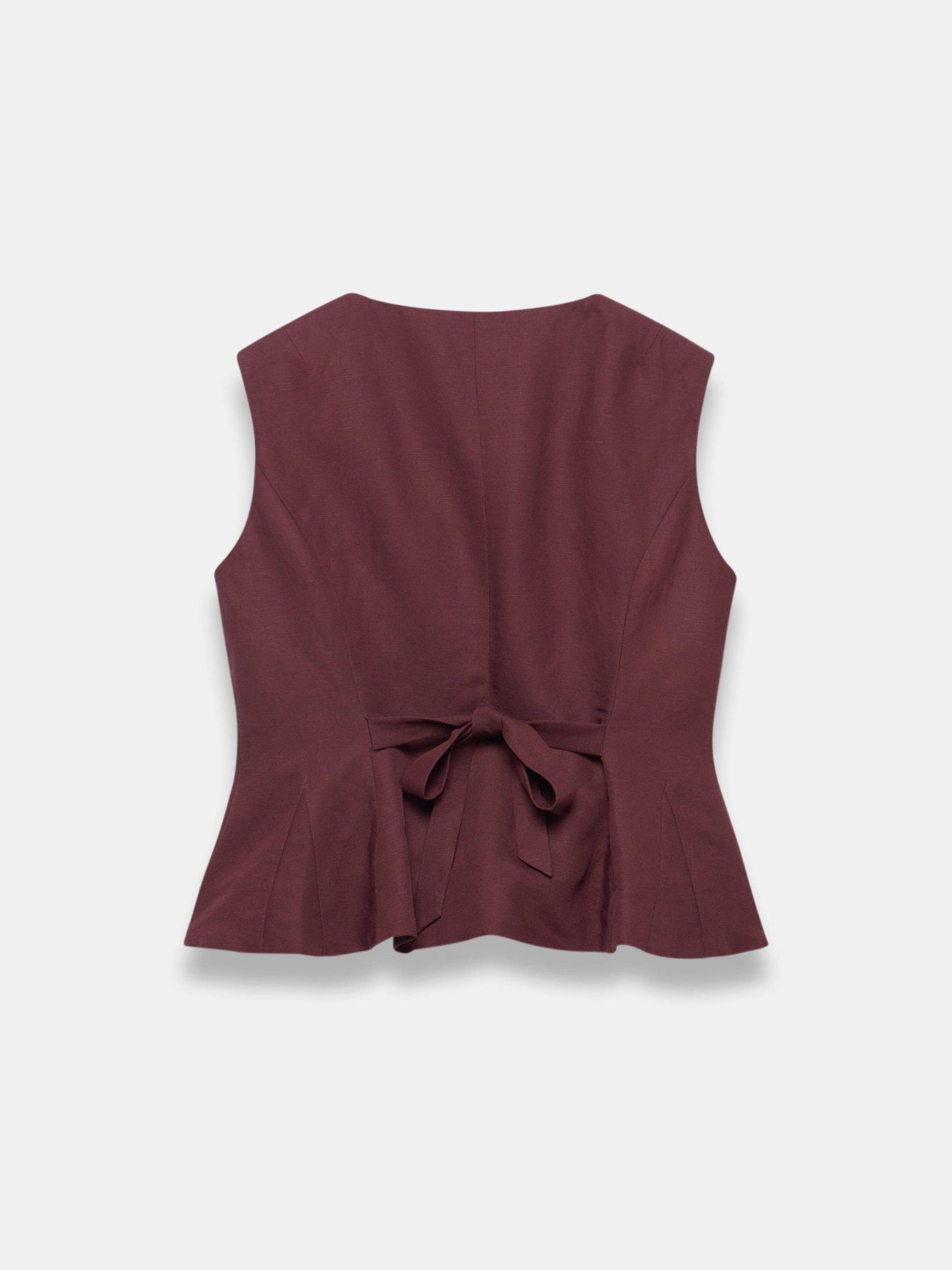 Image 6 of 6 of Mint Velvet Red Peplum Linen Waistcoat